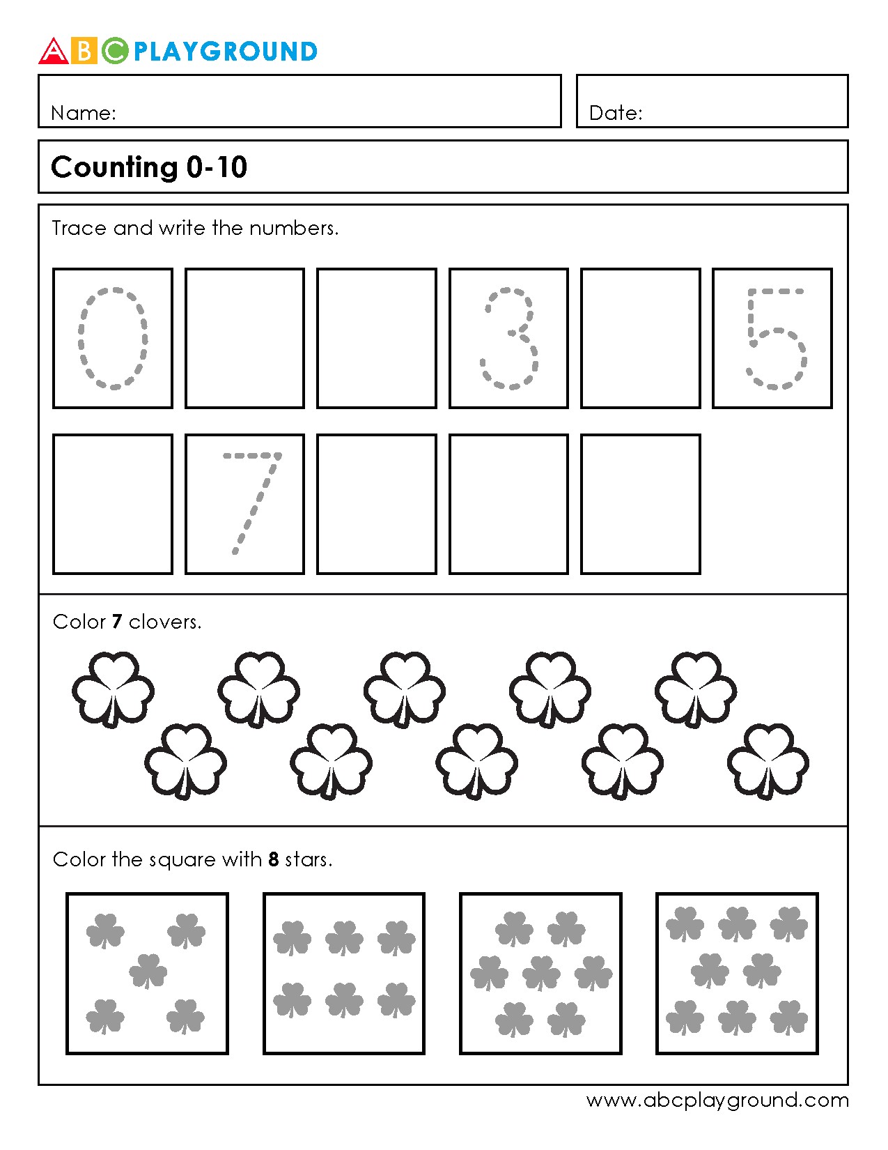 Counting 0-10 Numbers and Coloring Activity