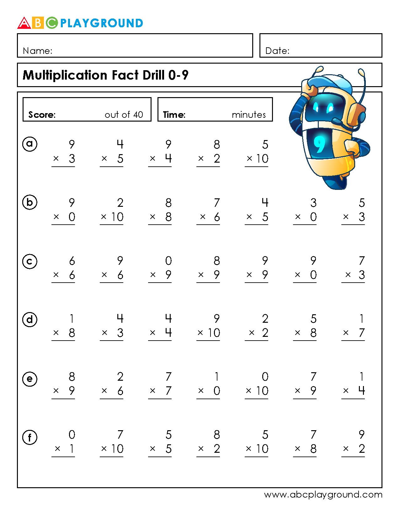Multiplication Fact Drill Practice for Mastery