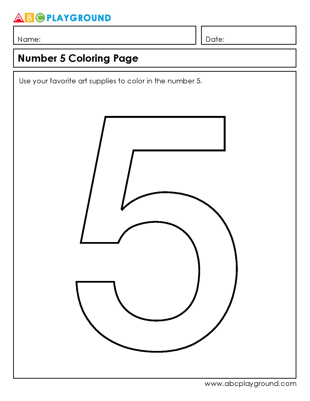 Number 5 Coloring Page for Early Learners