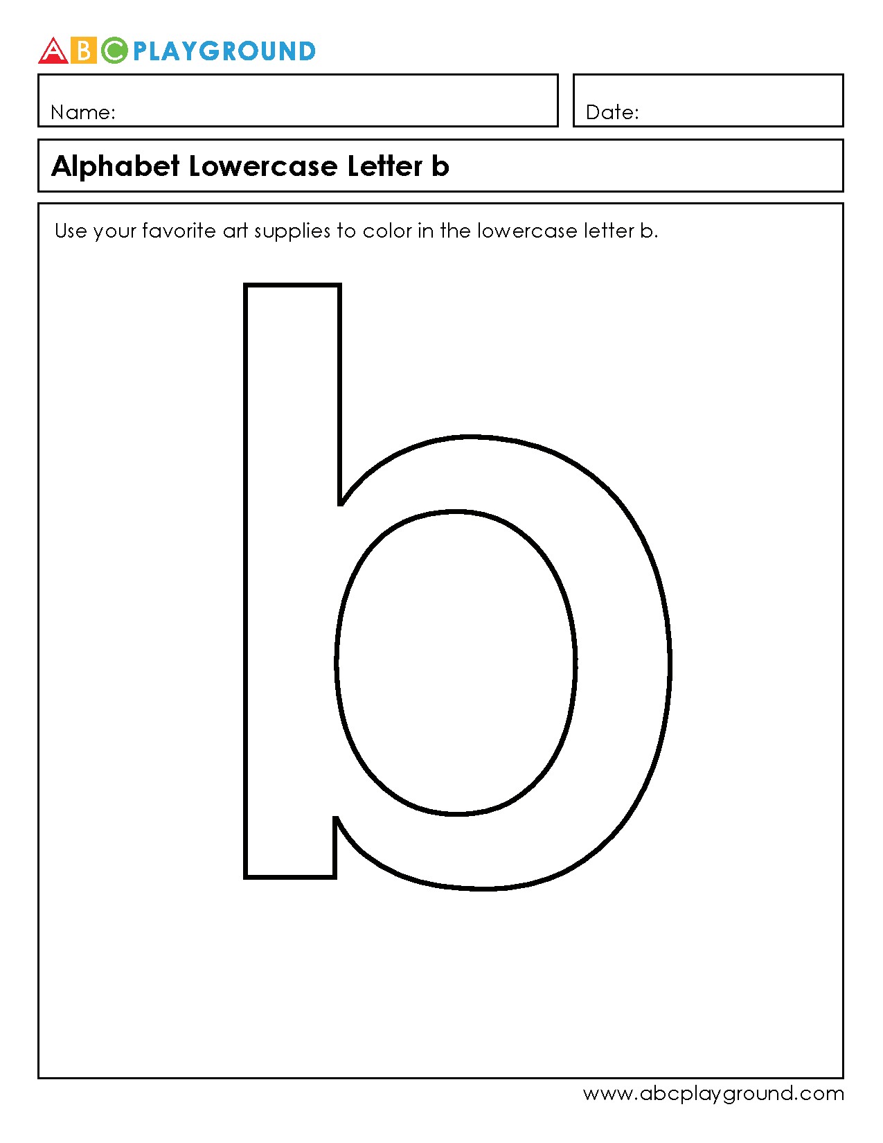 Color and Learn the Lowercase Letter B Worksheet