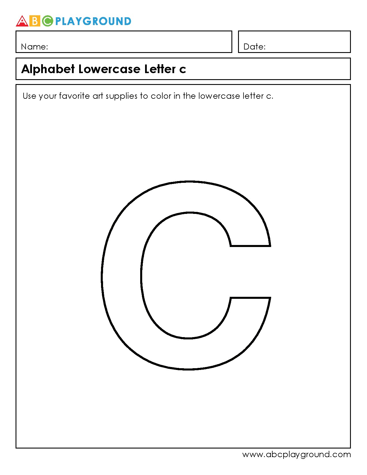 Coloring Worksheet for Lowercase Letter C Practice