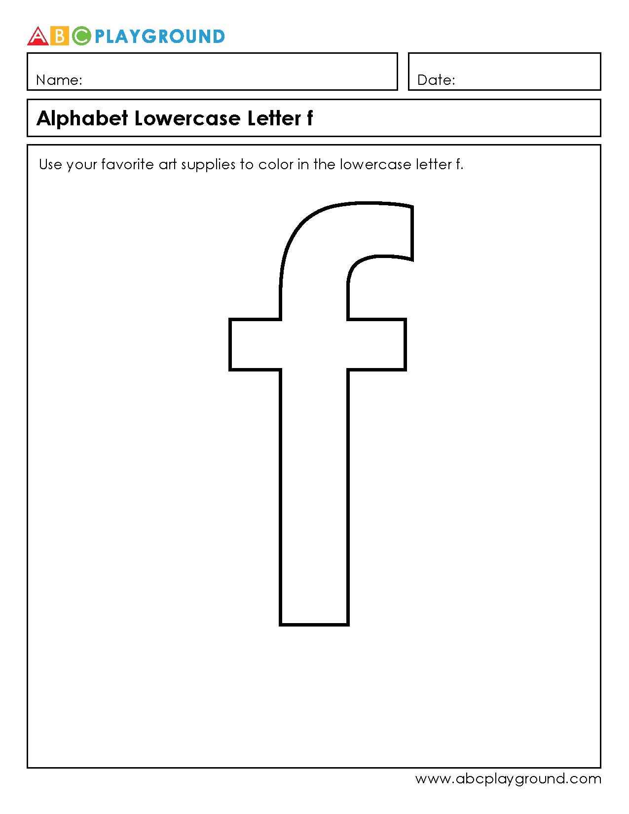 Color the Lowercase Letter f Worksheet