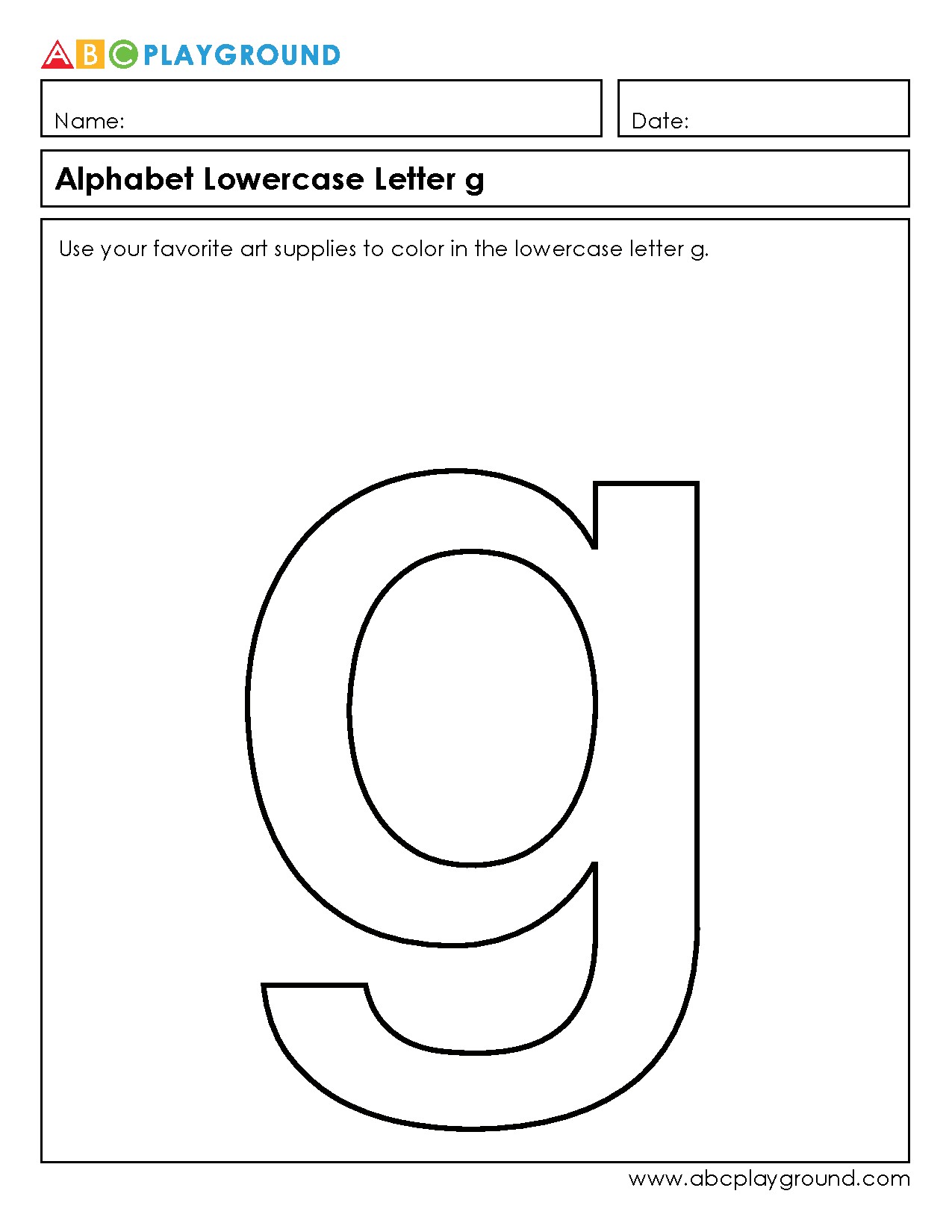 Coloring Worksheet for Lowercase Letter g Practice
