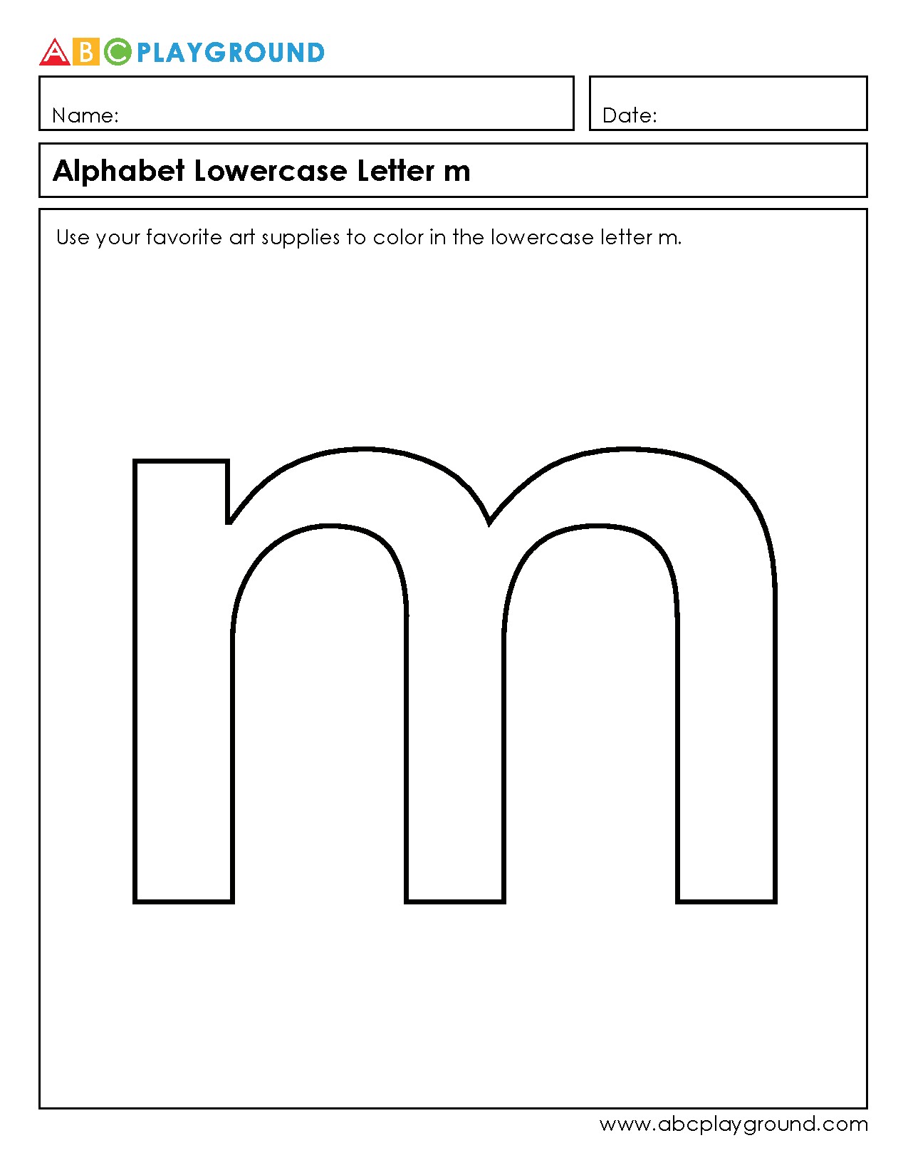 Color and Learn the Lowercase Letter m