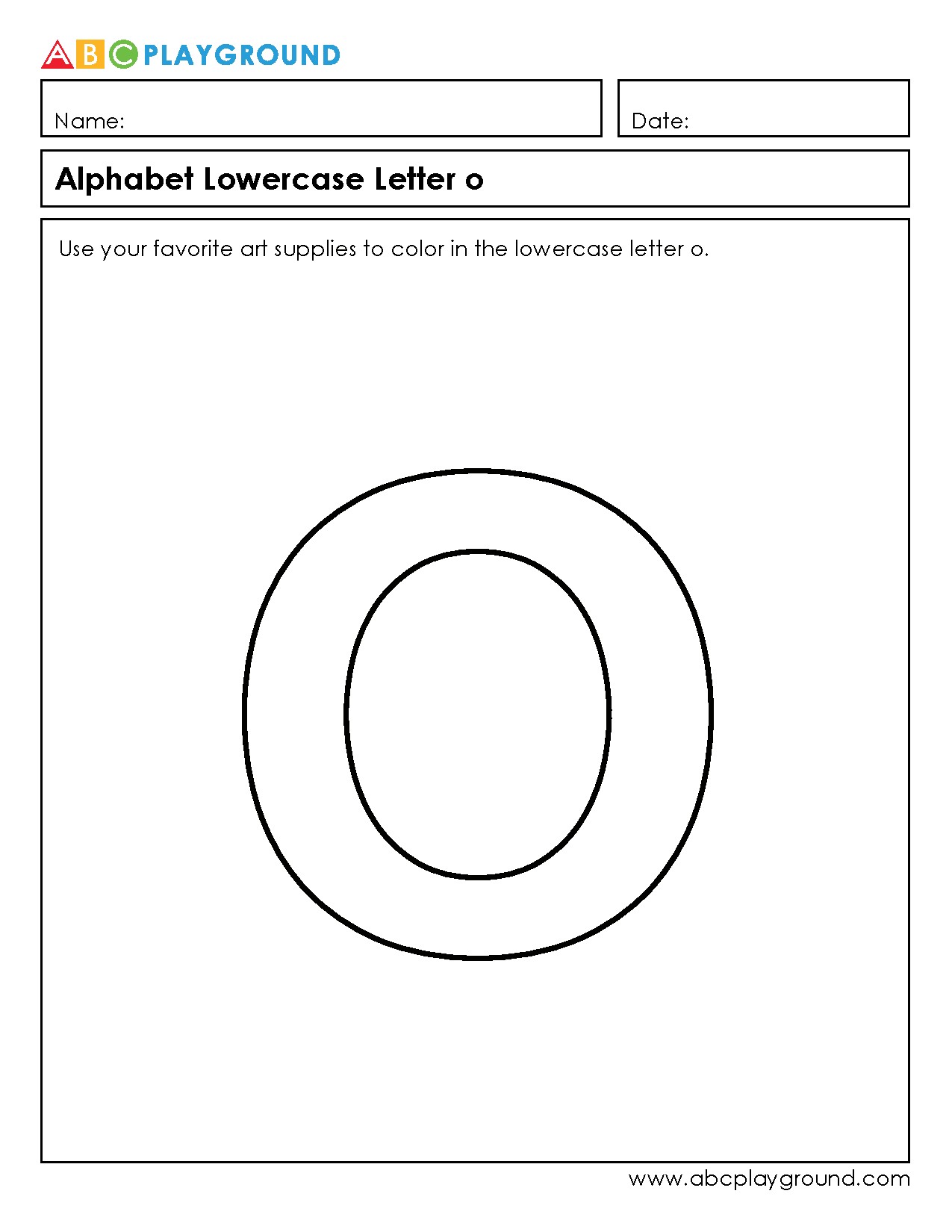 Coloring Worksheet for Lowercase Letter O