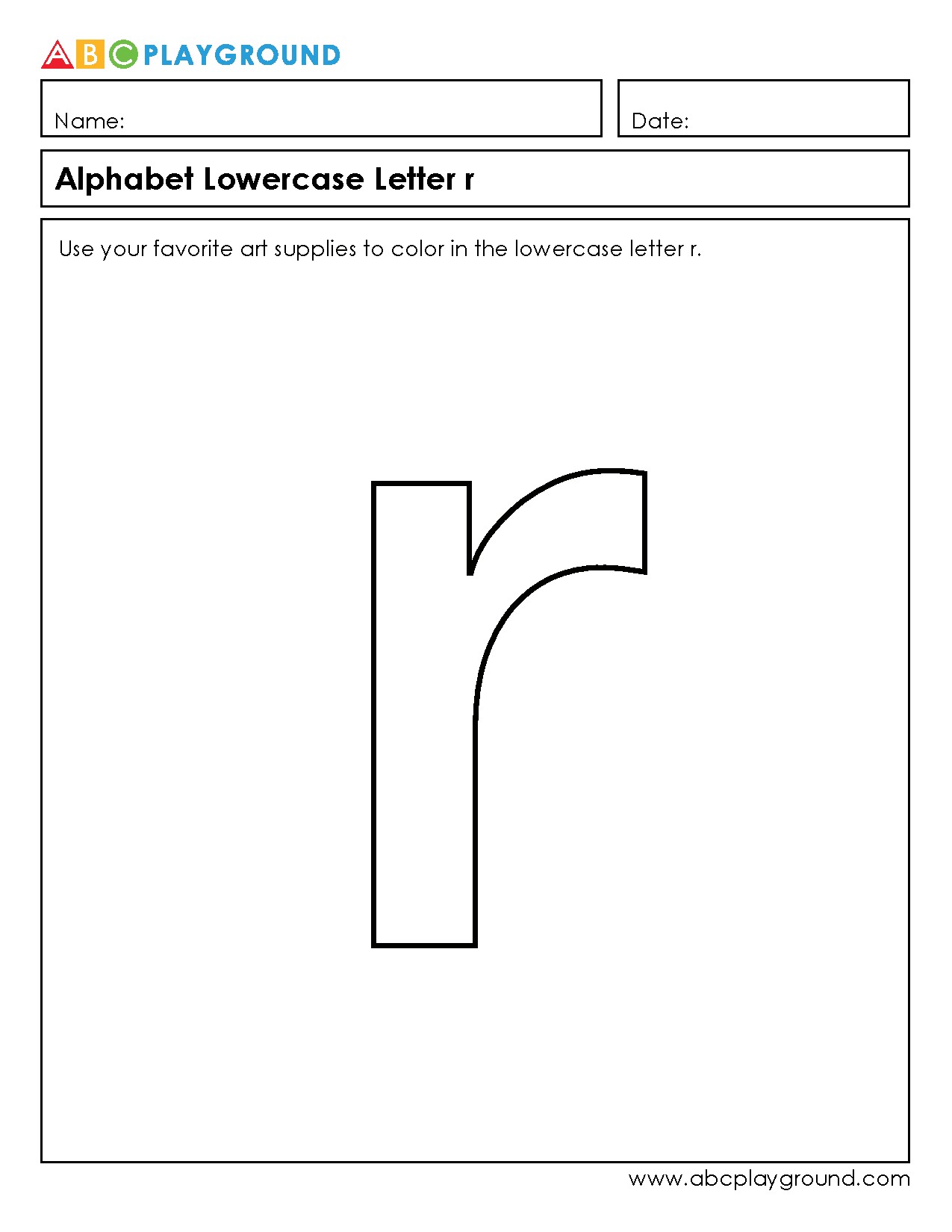 Color the Lowercase Letter r Worksheet