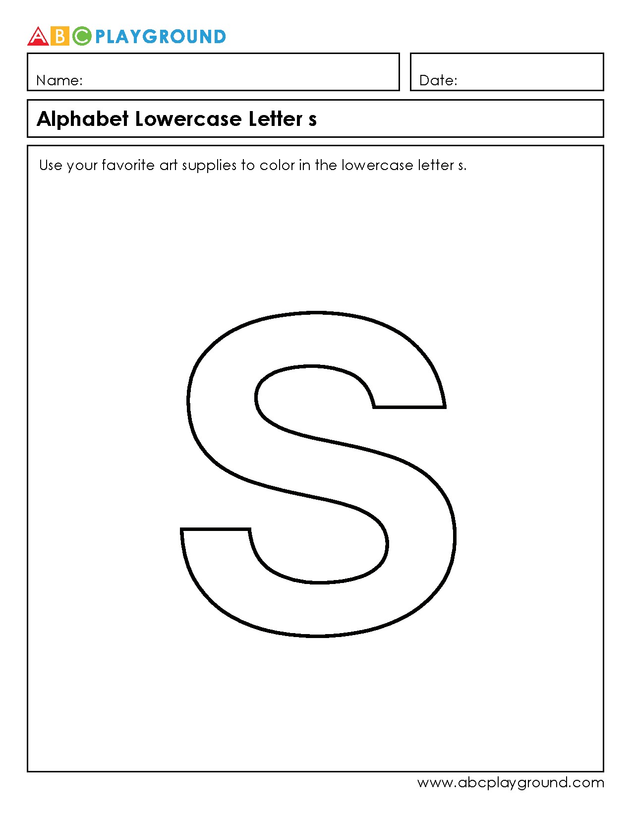 Coloring Worksheet for Lowercase Letter s