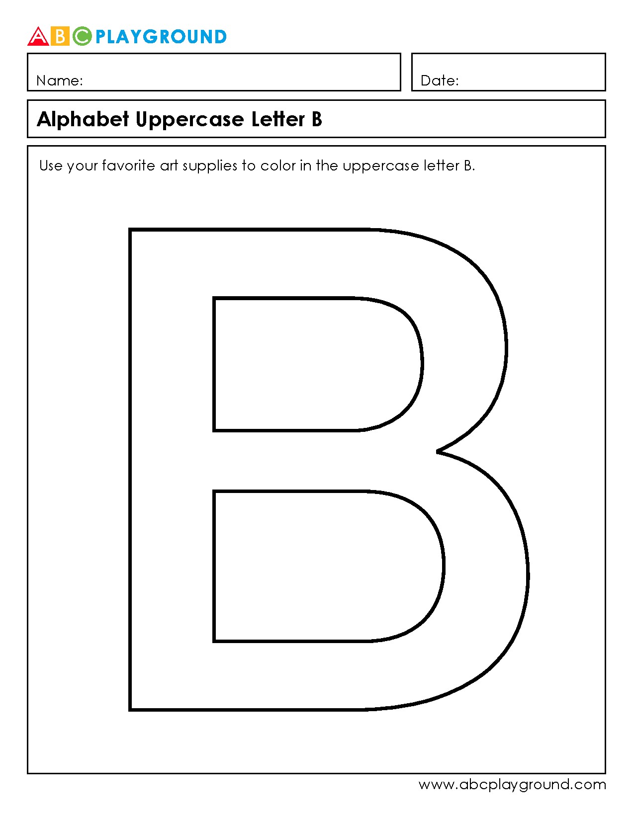 Coloring Practice for Uppercase Letter B