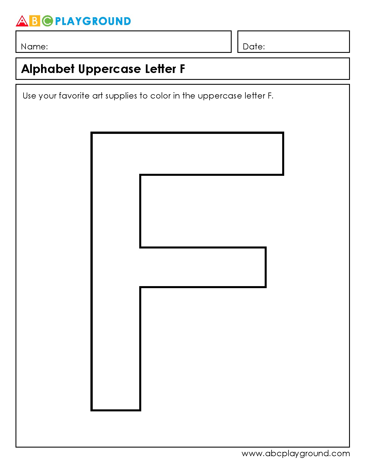 Coloring Worksheet for Uppercase Letter F