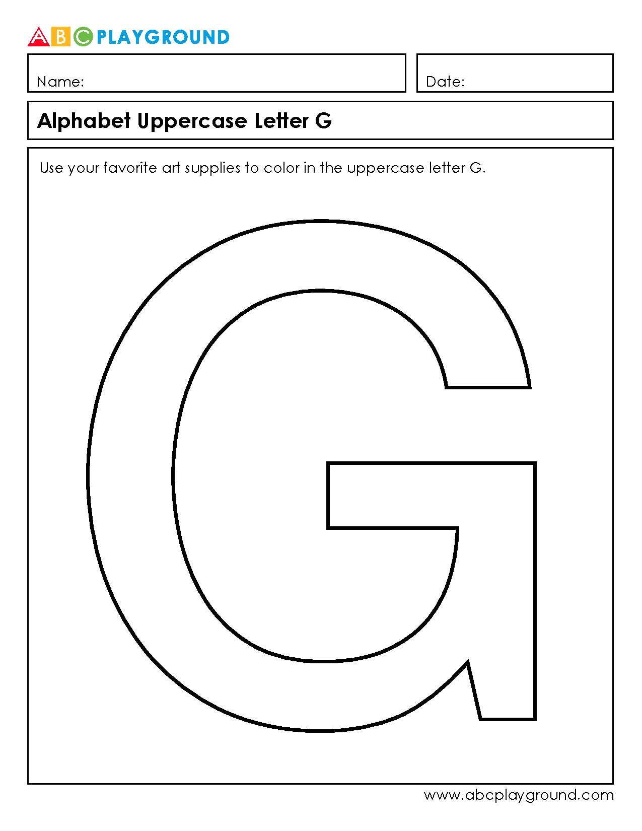 Coloring Uppercase Letter G Worksheet for Early Learners