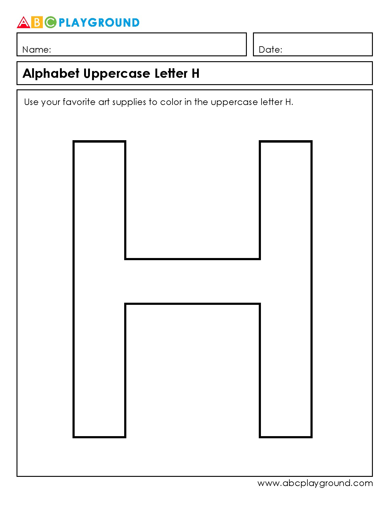 Coloring Worksheet for Uppercase Letter H