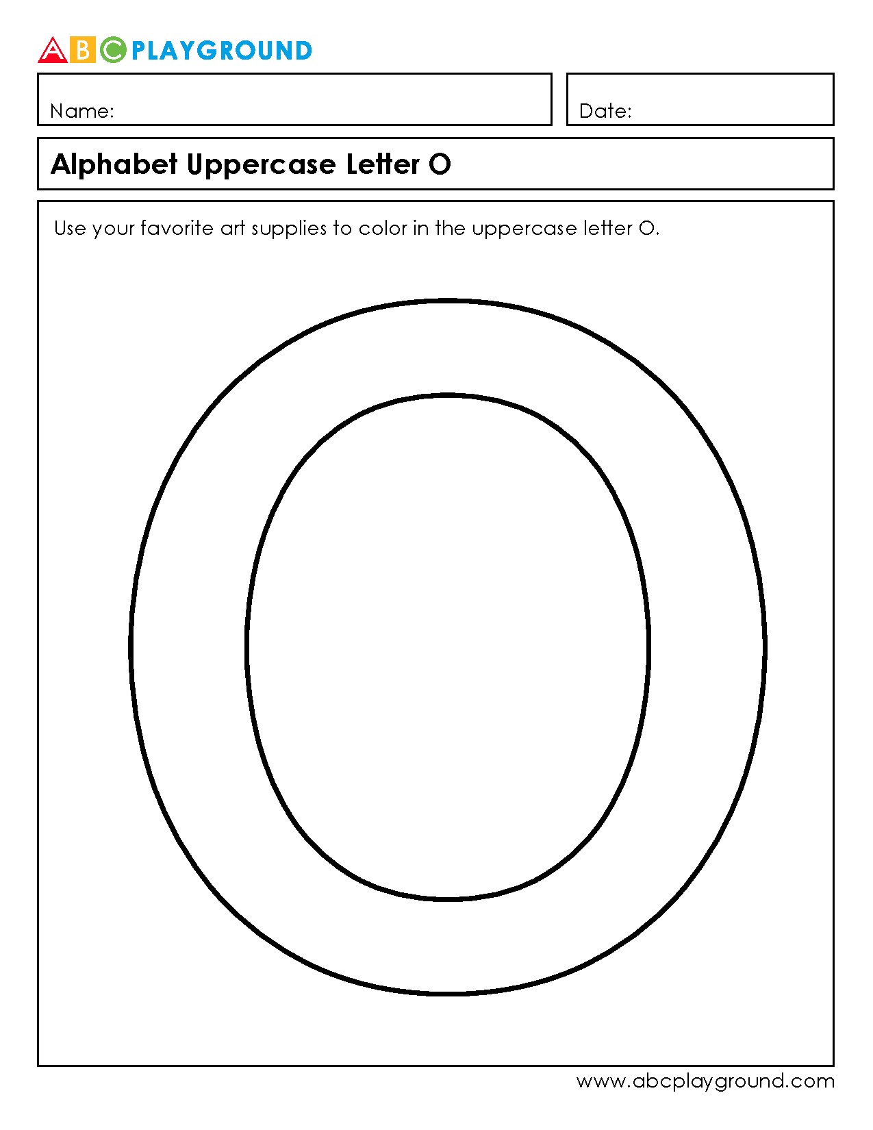 Coloring Worksheet for Uppercase Letter O Practice