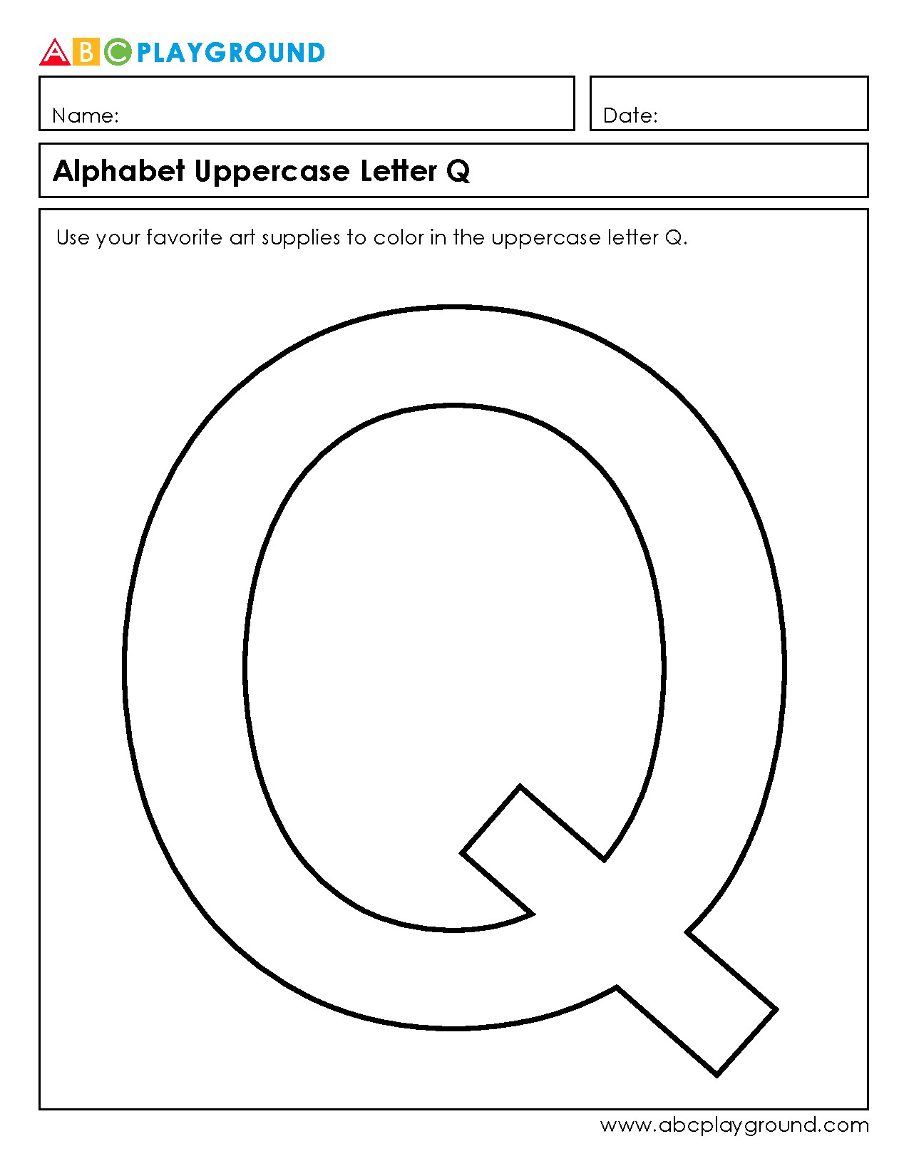 Coloring Uppercase Letter Q Worksheet