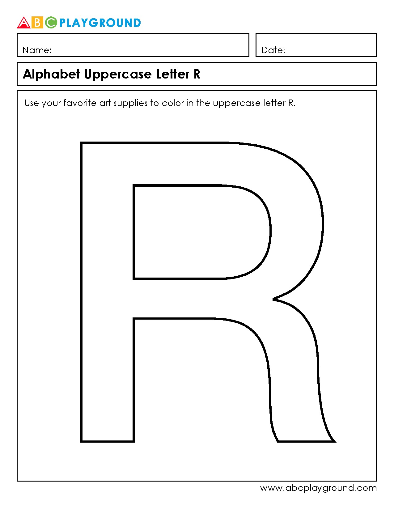Coloring Activity for Uppercase Letter R