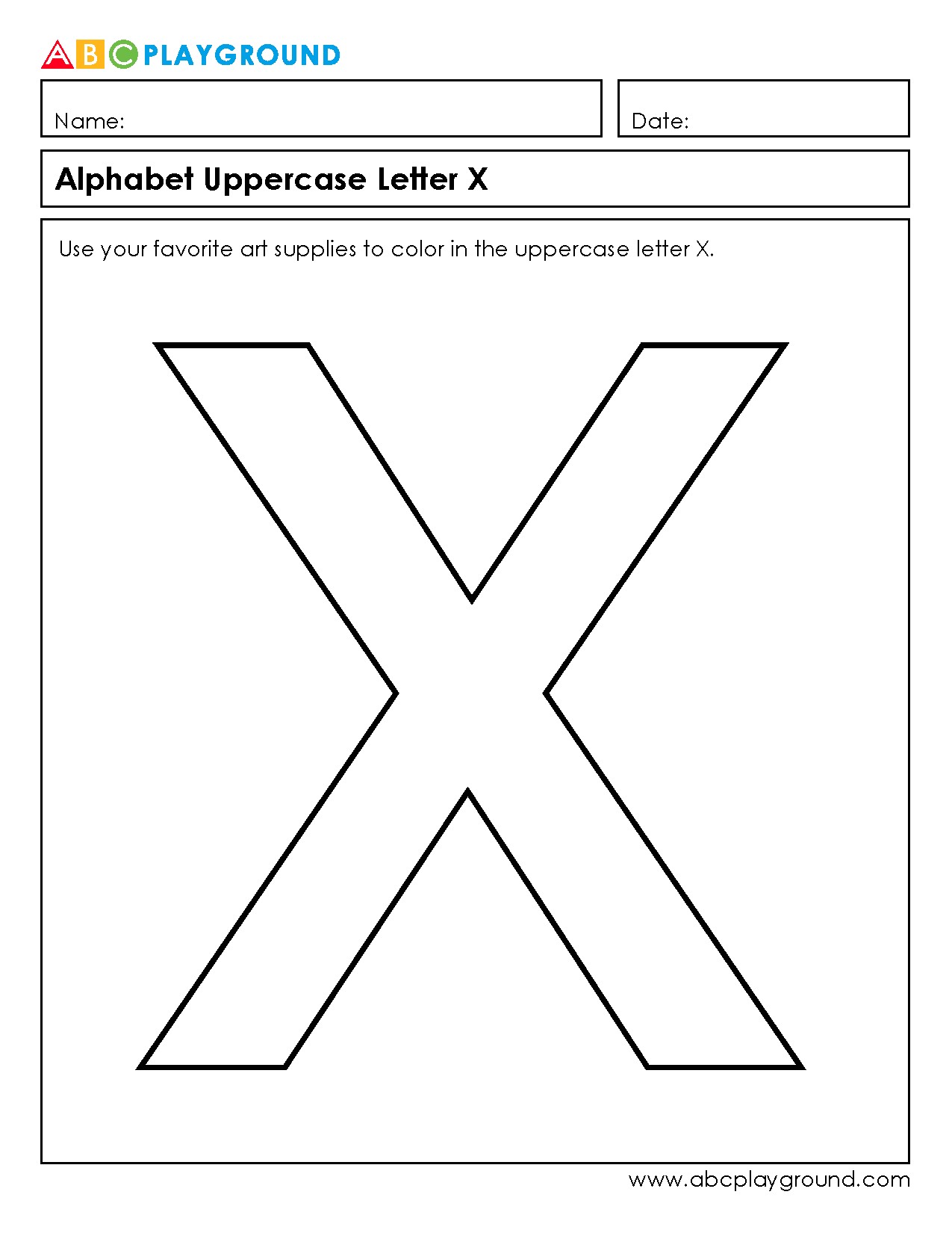 Coloring Worksheet for Uppercase Letter X Practice