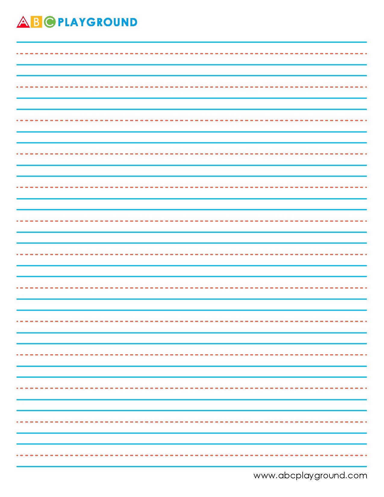 Printable Primary Writing Paper with Dotted Guidelines