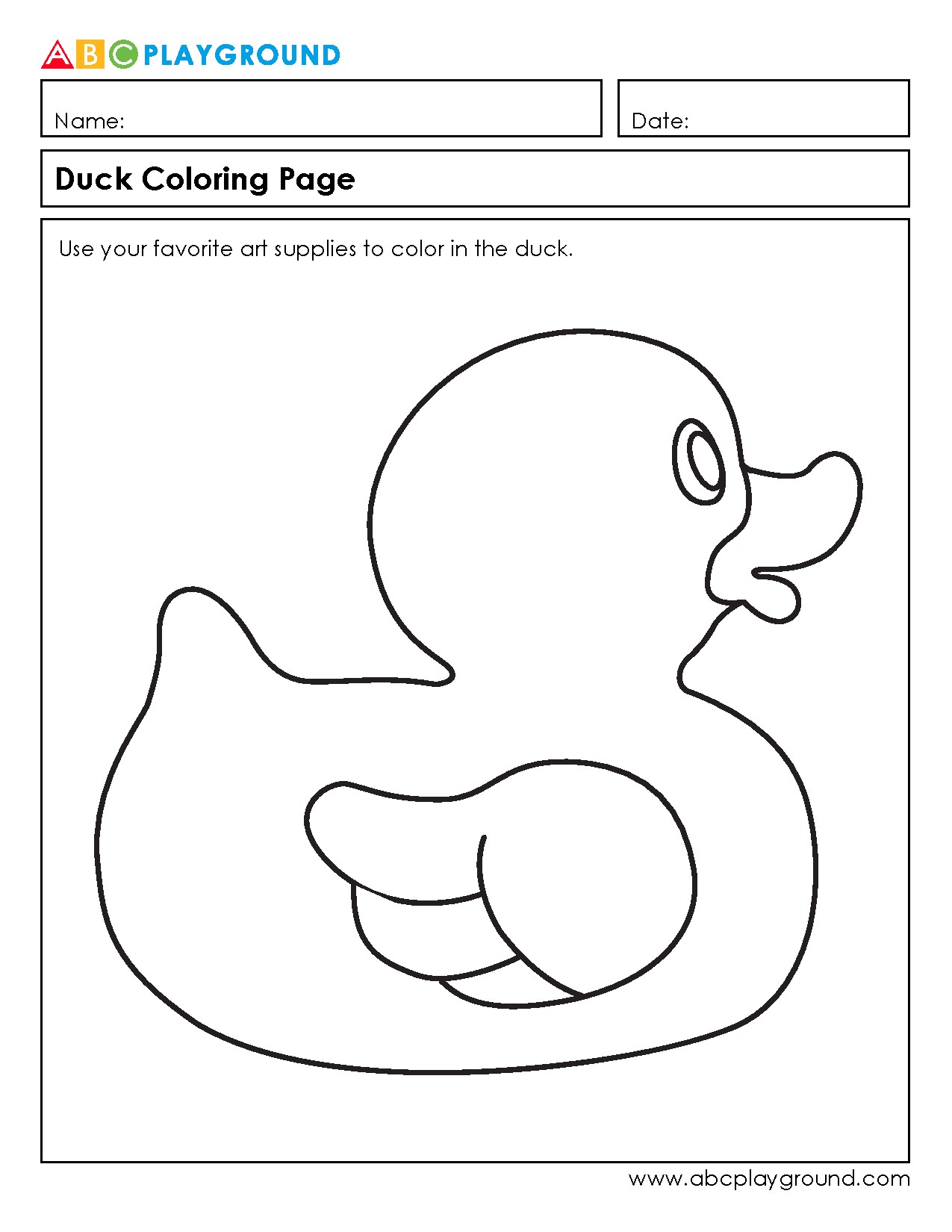 Printable Duck Coloring Page for Creative Fun