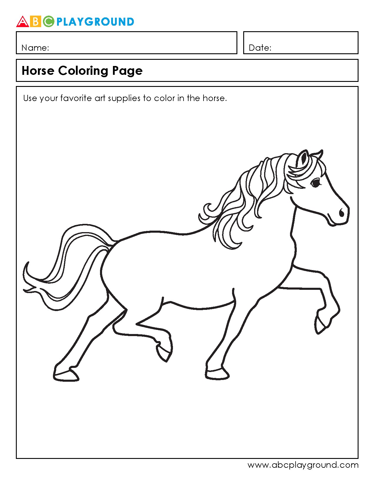 Horse Coloring Page for Creative Art Activities