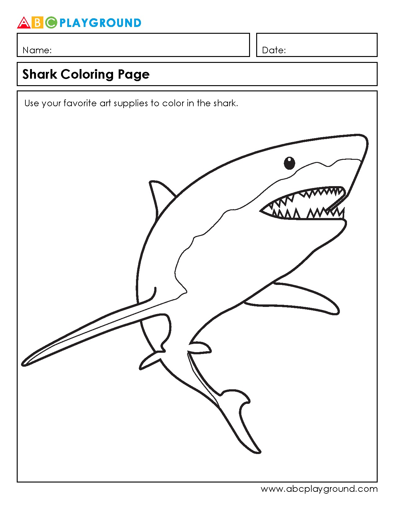 Printable Shark Coloring Page for Creative Fun