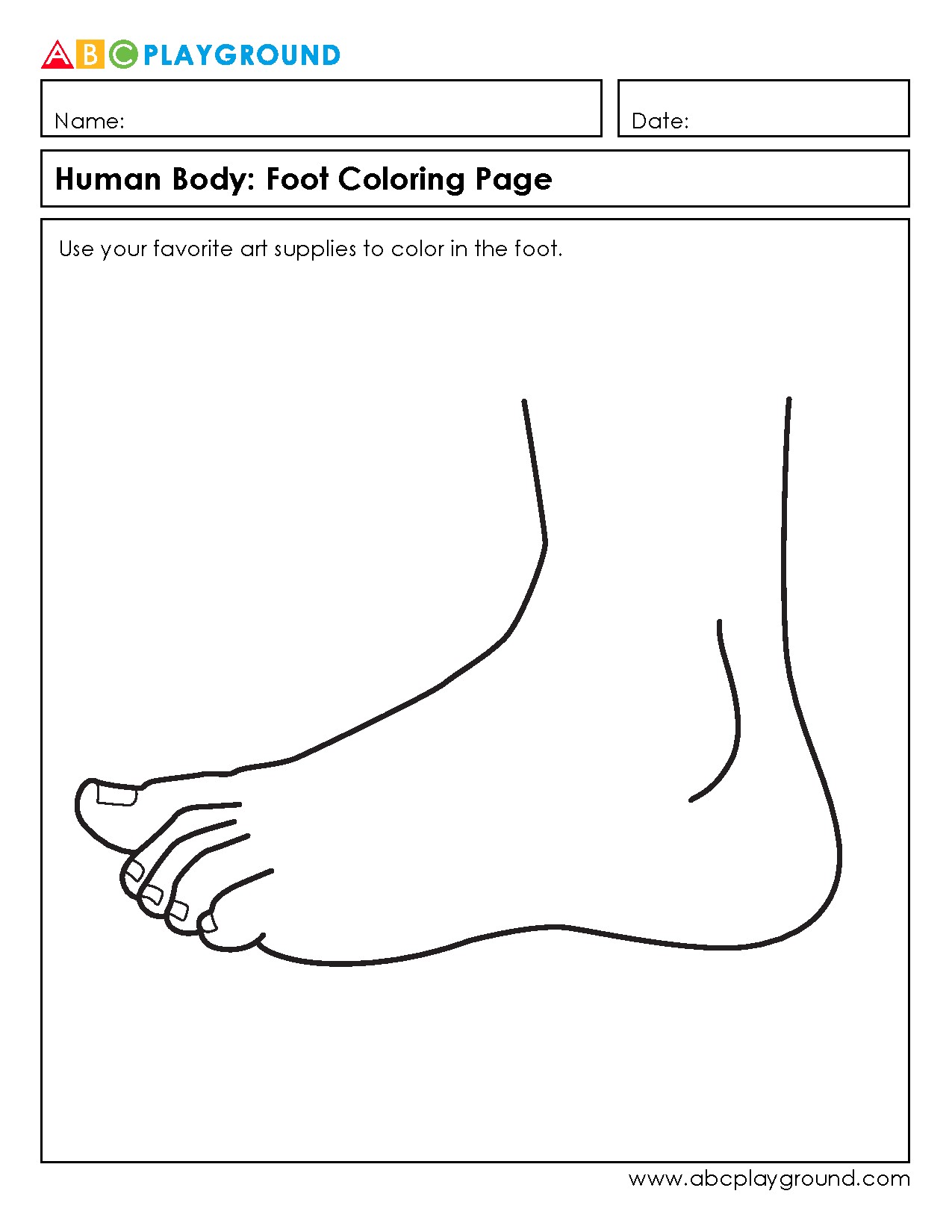 Human Body Foot Coloring Page for Creative Learning
