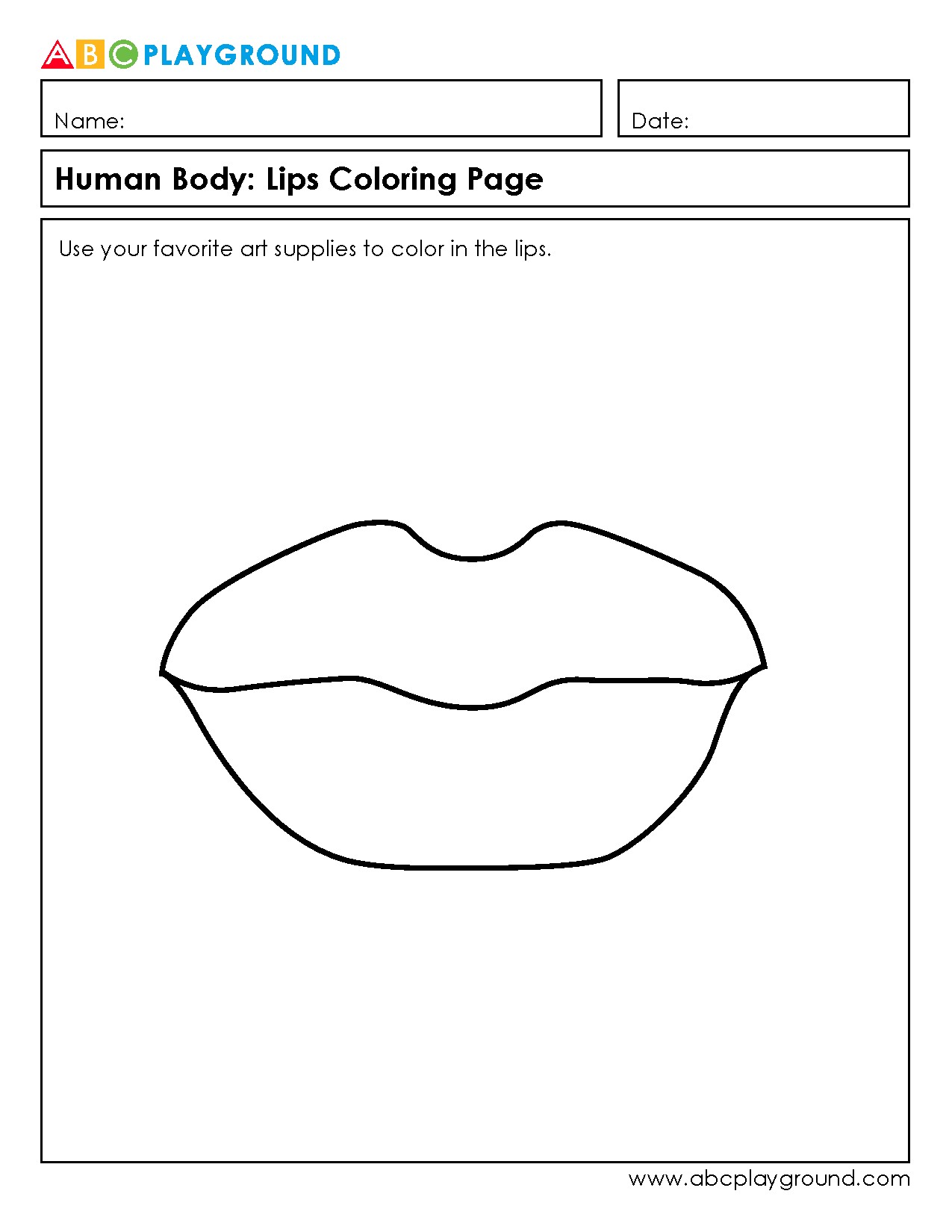 Human Body Lips Coloring Page for Creative Learning