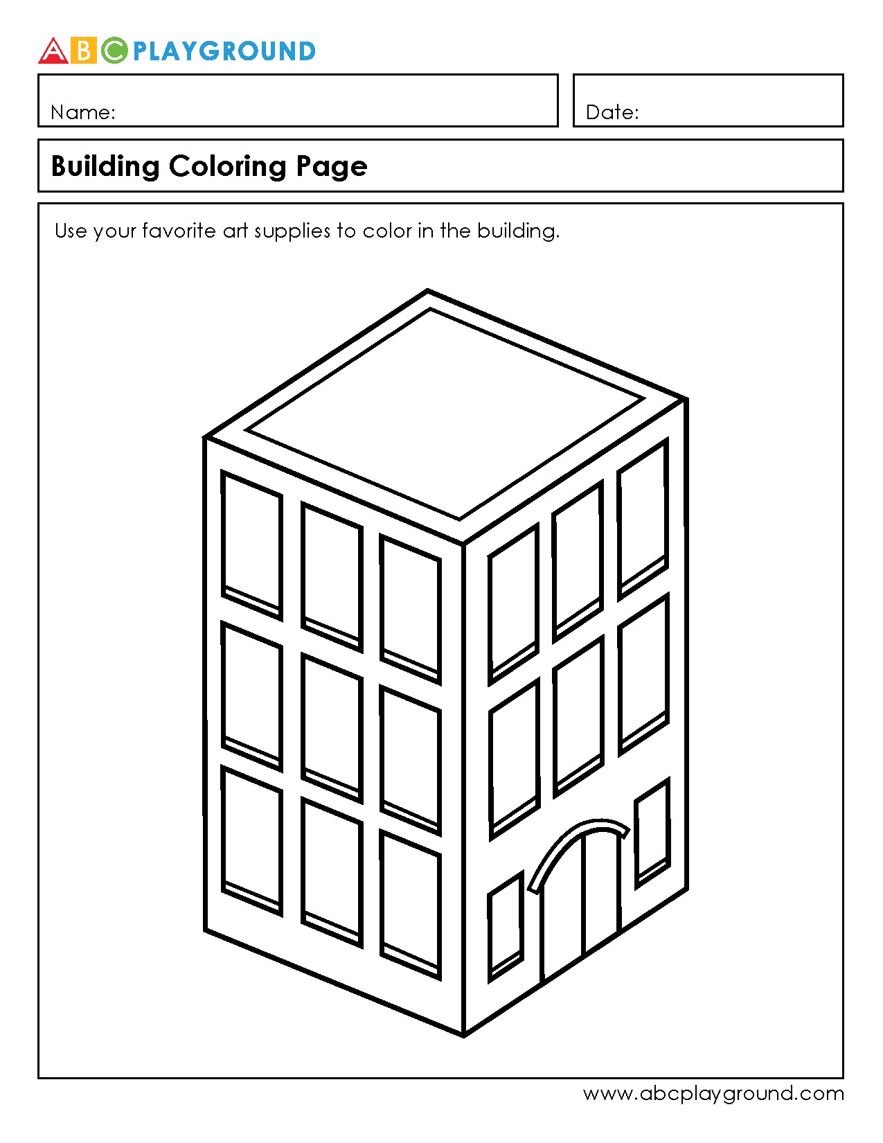 Building Coloring Page for Creative Fun