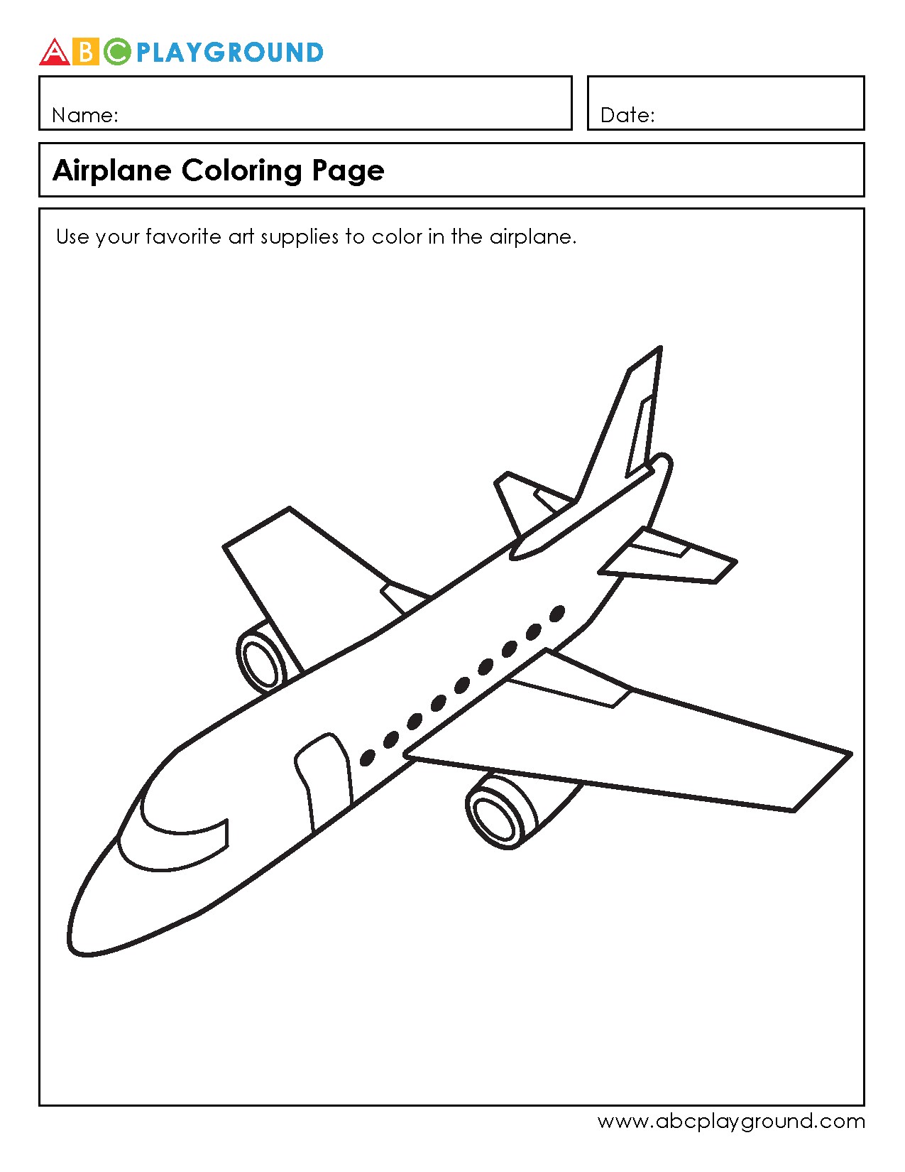 Airplane Coloring Page for Creative Fun