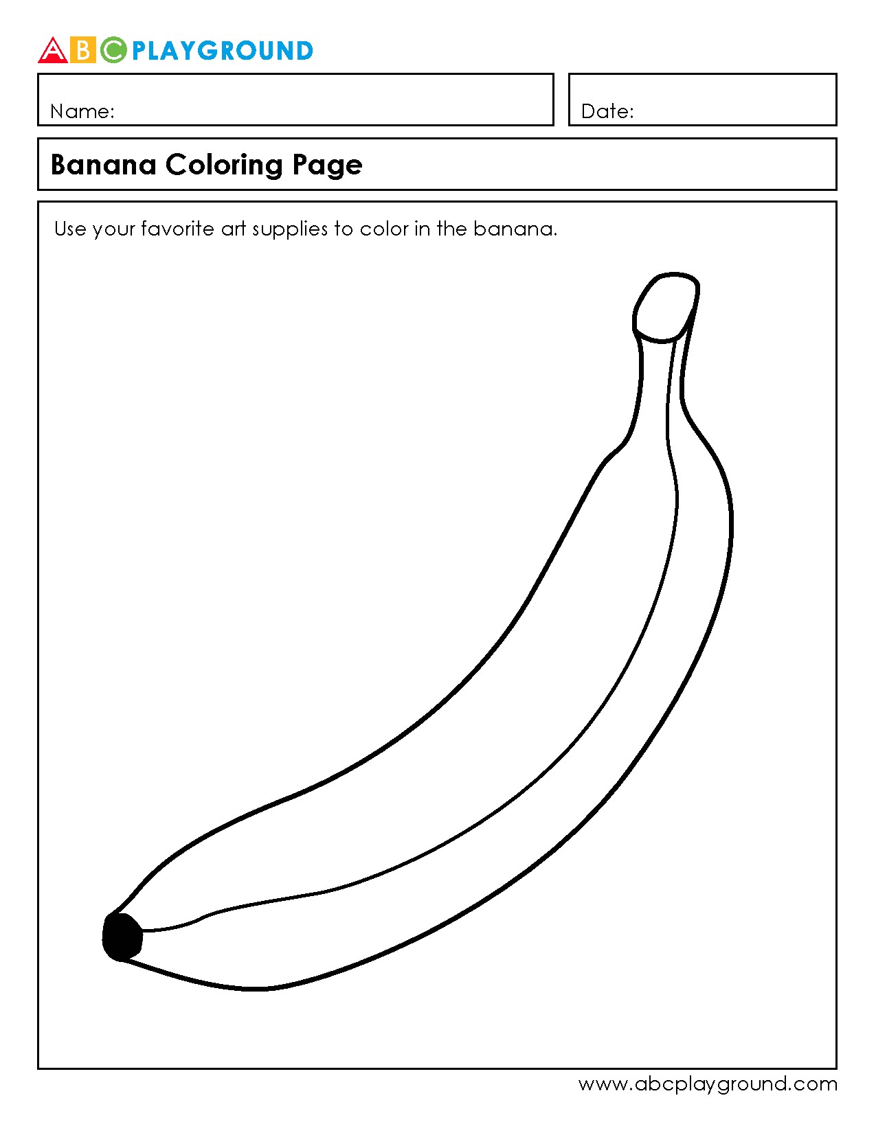 Printable Banana Coloring Page for Creative Fun