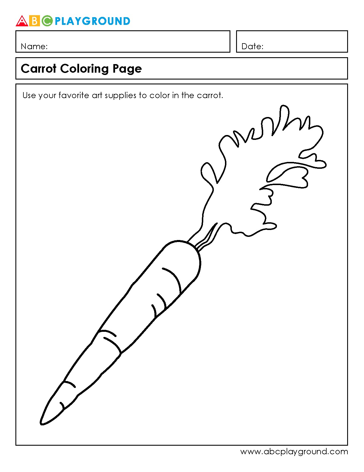 Printable Carrot Coloring Page for Creative Fun