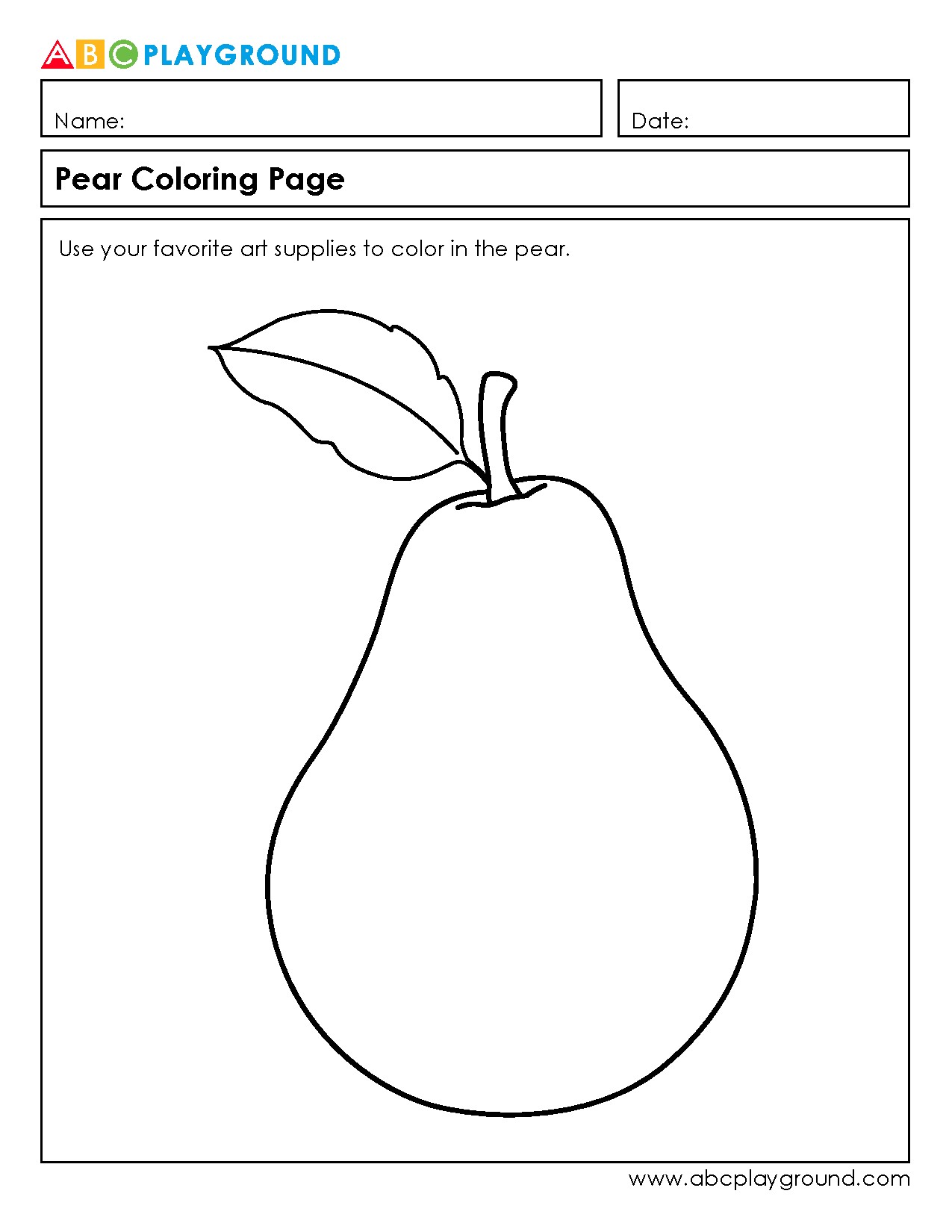 Printable Pear Coloring Page for Creative Fun