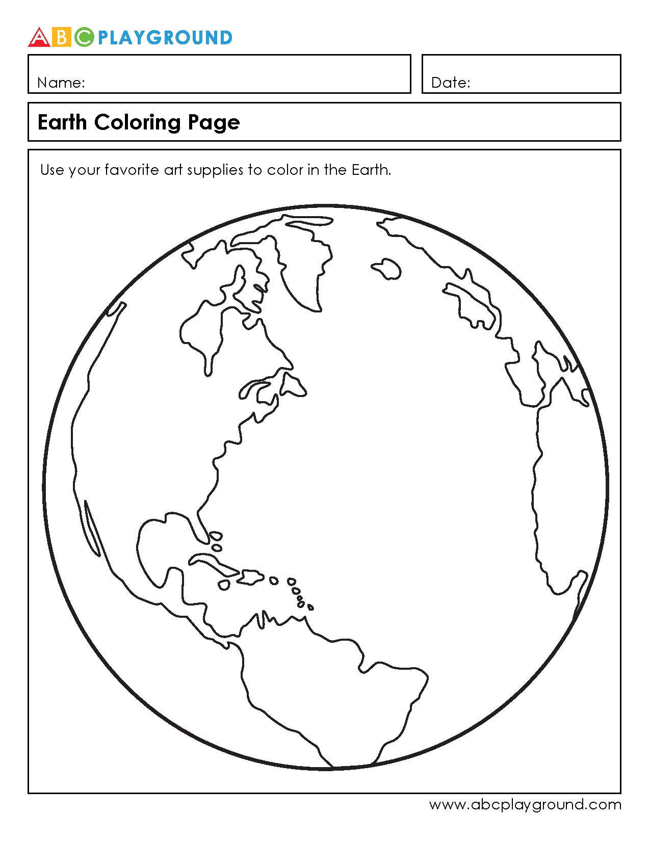 Printable Earth Coloring Page for Creative Learning