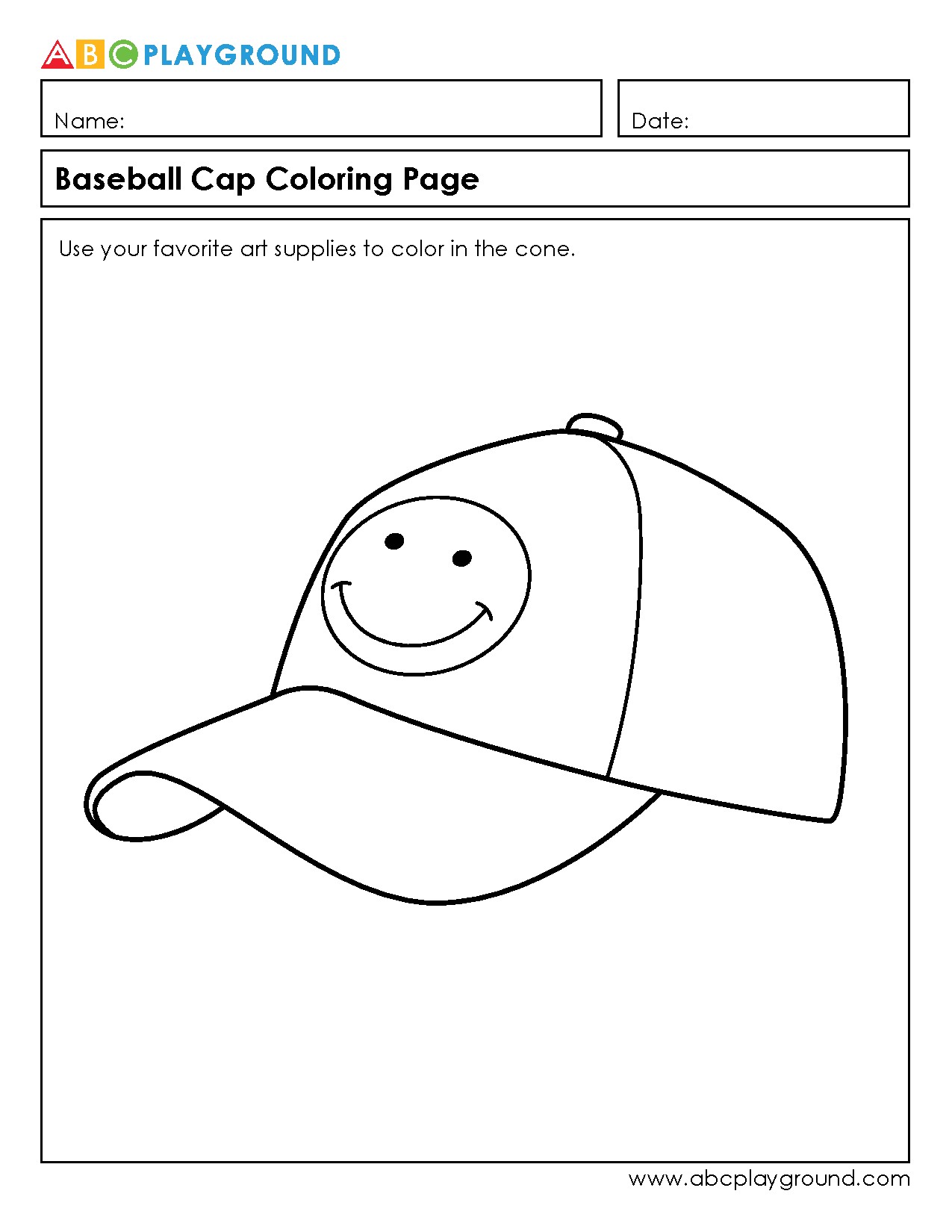 Printable Baseball Cap Coloring Page for Creative Fun