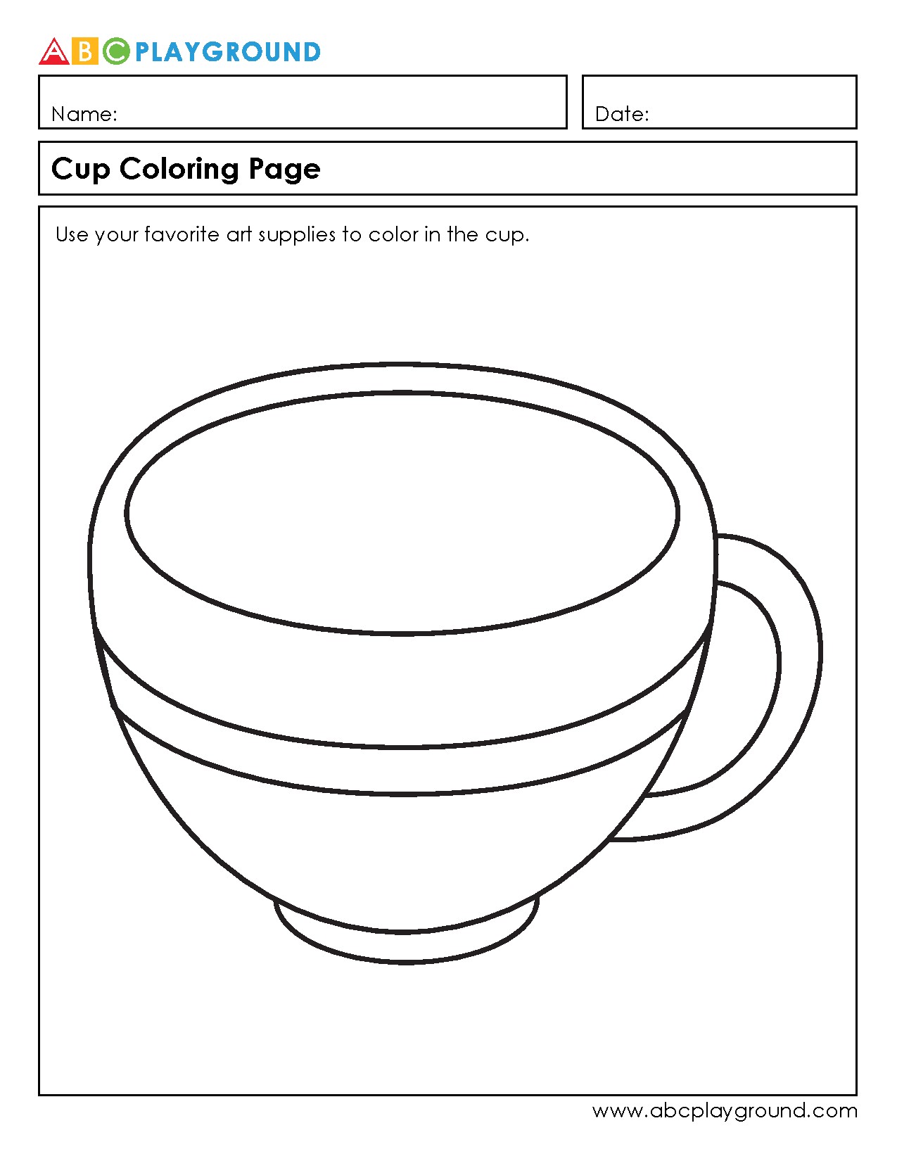Cup Coloring Page for Creative Fun and Learning