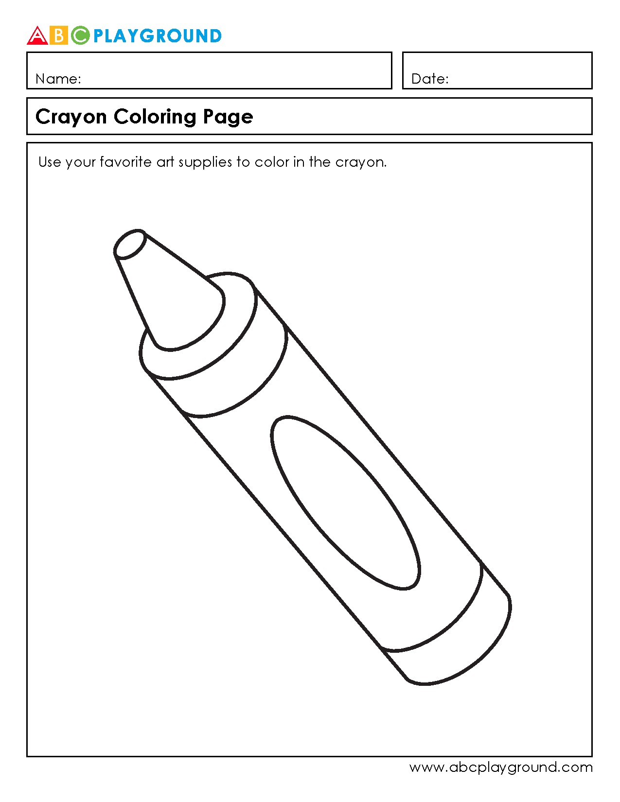 Printable Crayon Coloring Page for Creative Fun