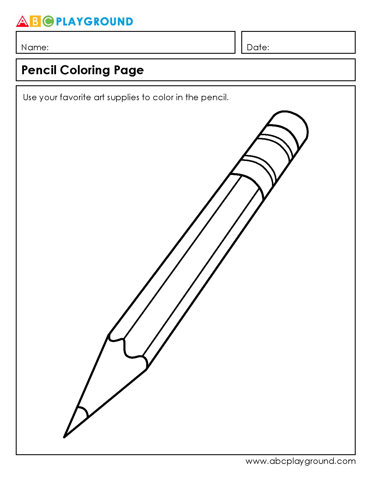 Printable Pencil Coloring Page for Creative Fun