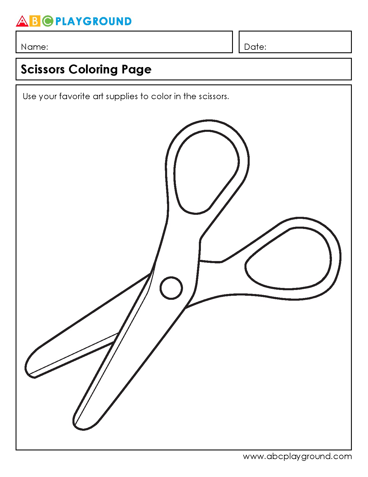 Scissors Coloring Page for Creative Arts Practice