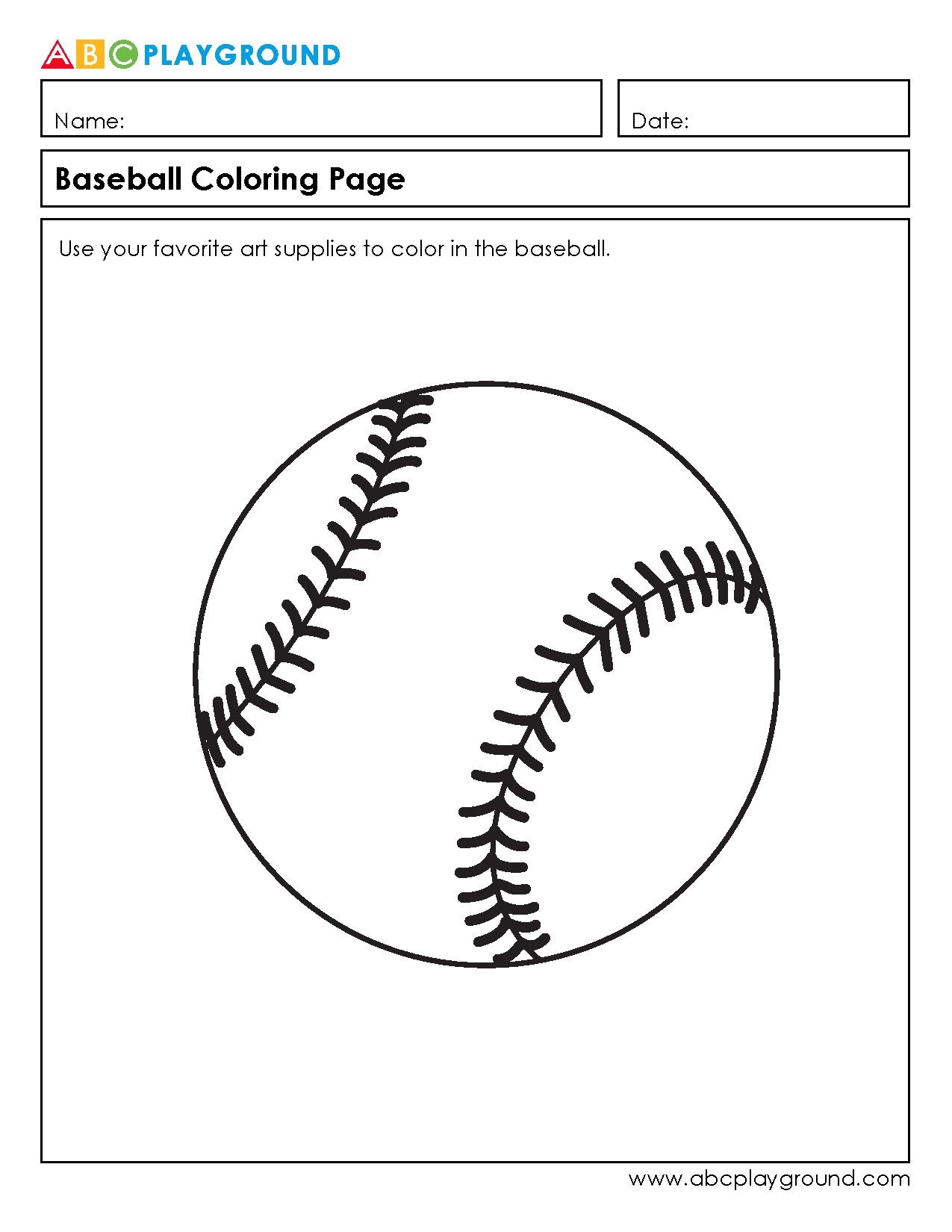 Baseball Coloring Page for Creative Art Fun