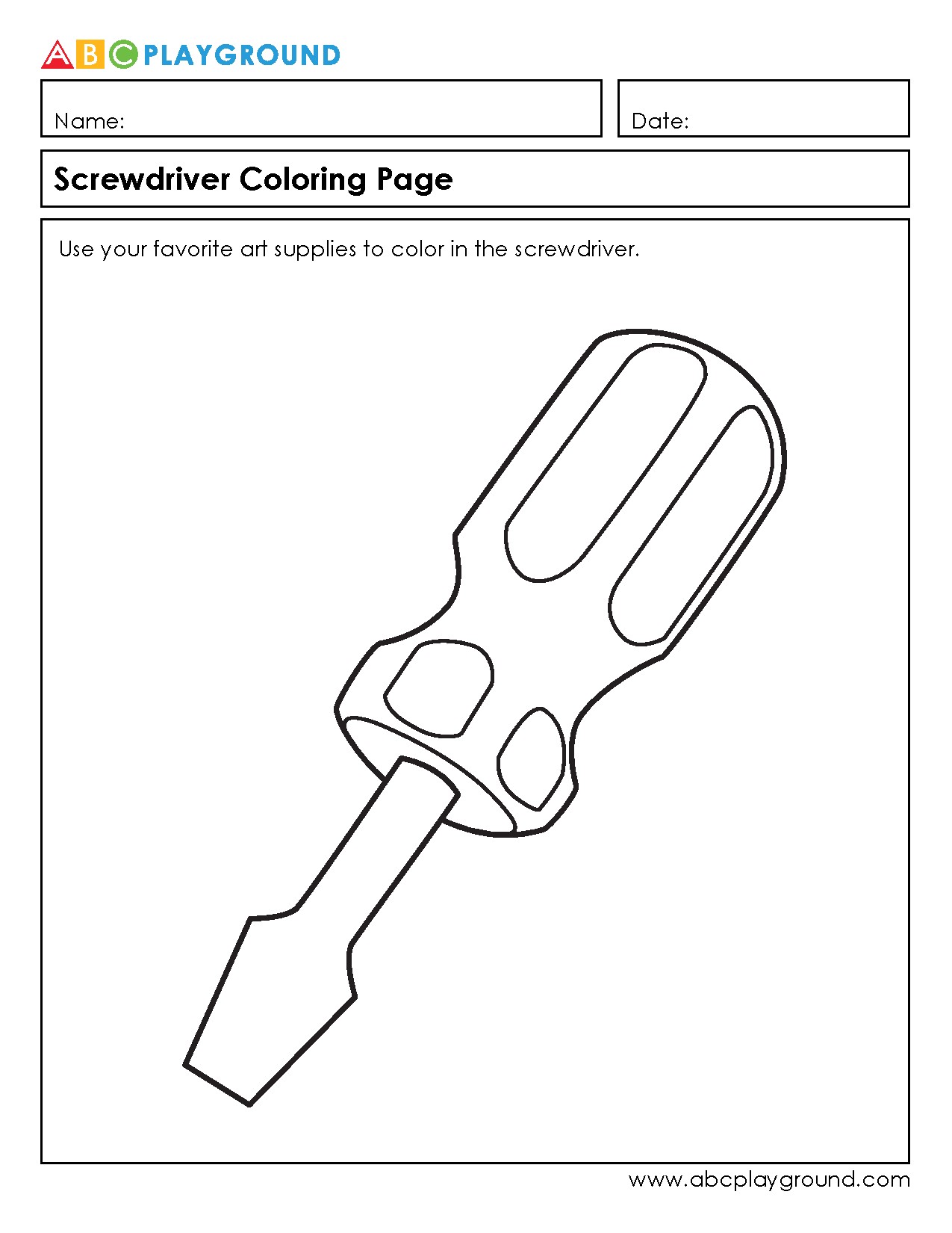 Screwdriver Coloring Page for Creative Art Fun