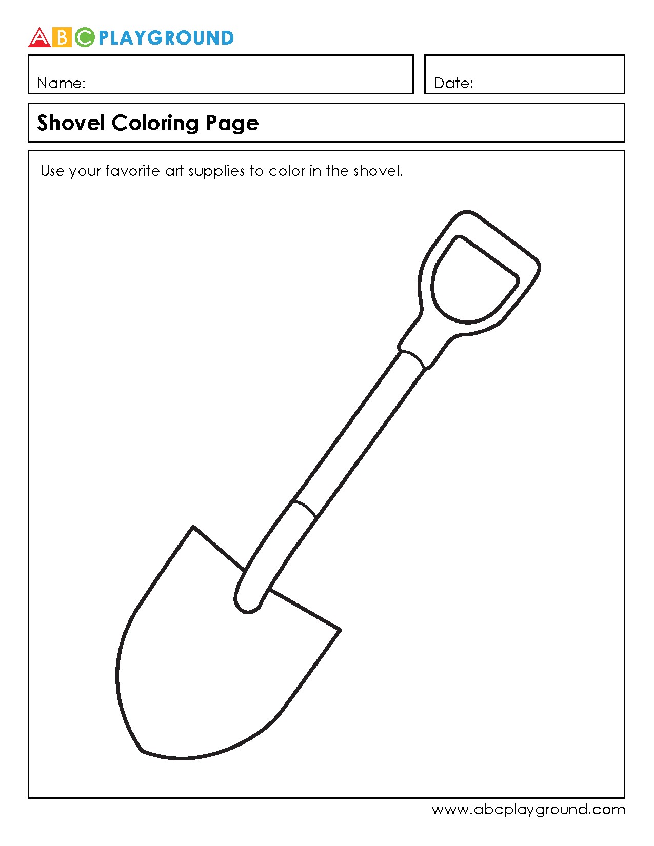 Shovel Coloring Page for Creative Fun and Learning