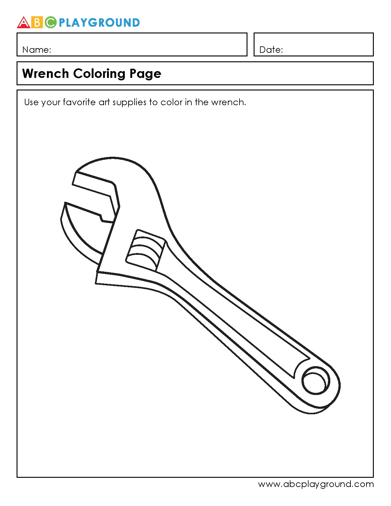 Free Wrench Coloring Page for Creative Fun