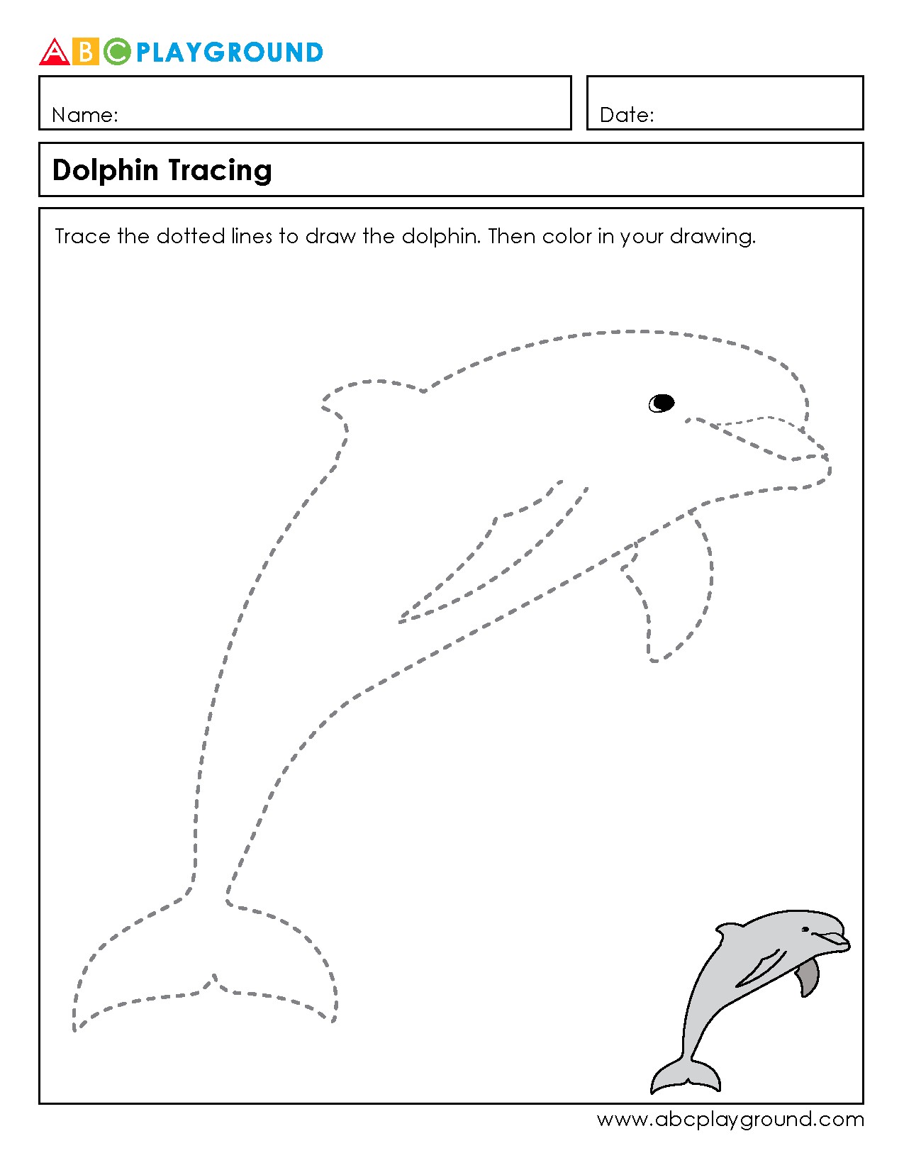 Dolphin Tracing and Coloring Activity