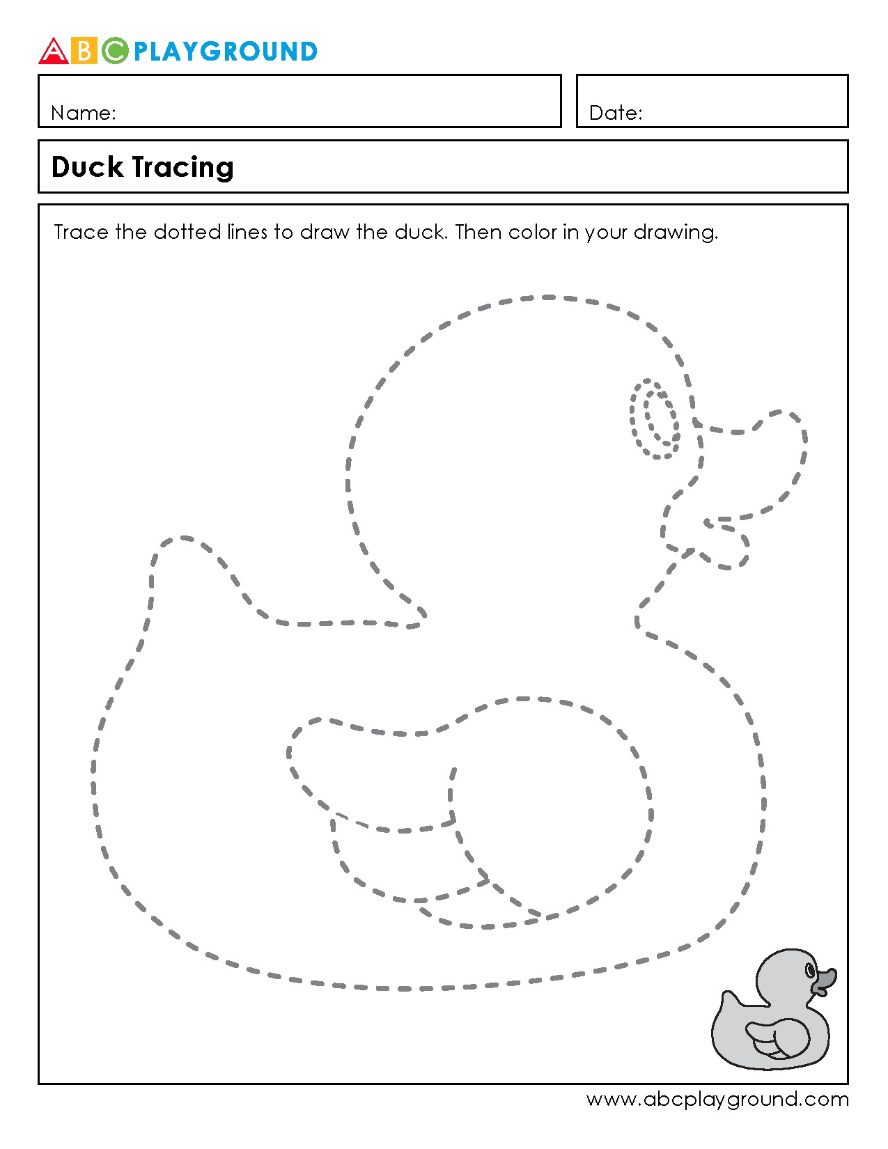 Duck Tracing and Coloring Activity for Early Learners