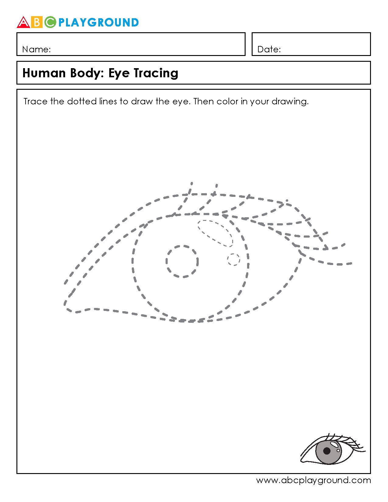 Human Body Eye Tracing and Coloring Activity