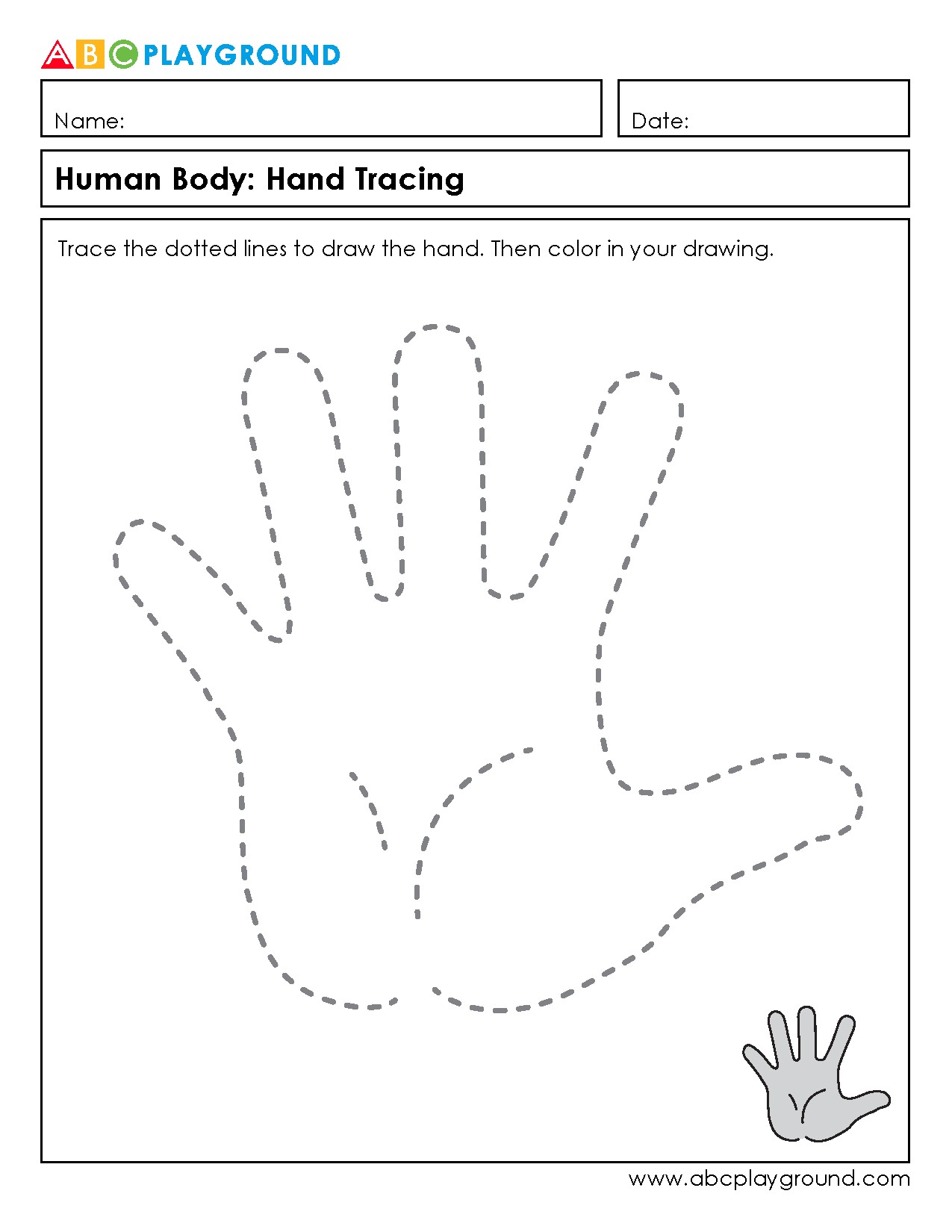 Human Body Hand Tracing and Coloring Activity