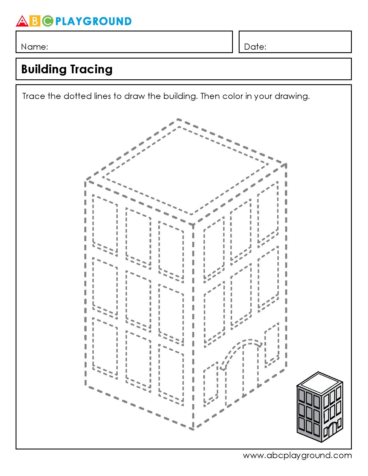 Building Tracing and Coloring Activity for Motor Skills