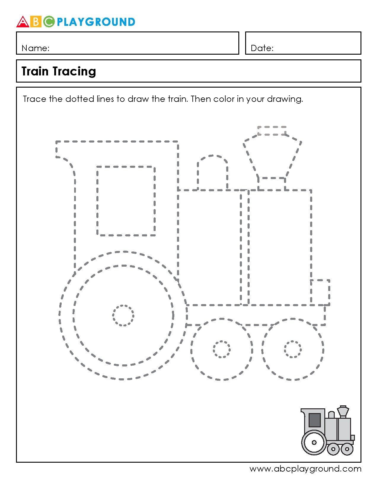Train Tracing and Coloring Activity for Fine Motor Skills