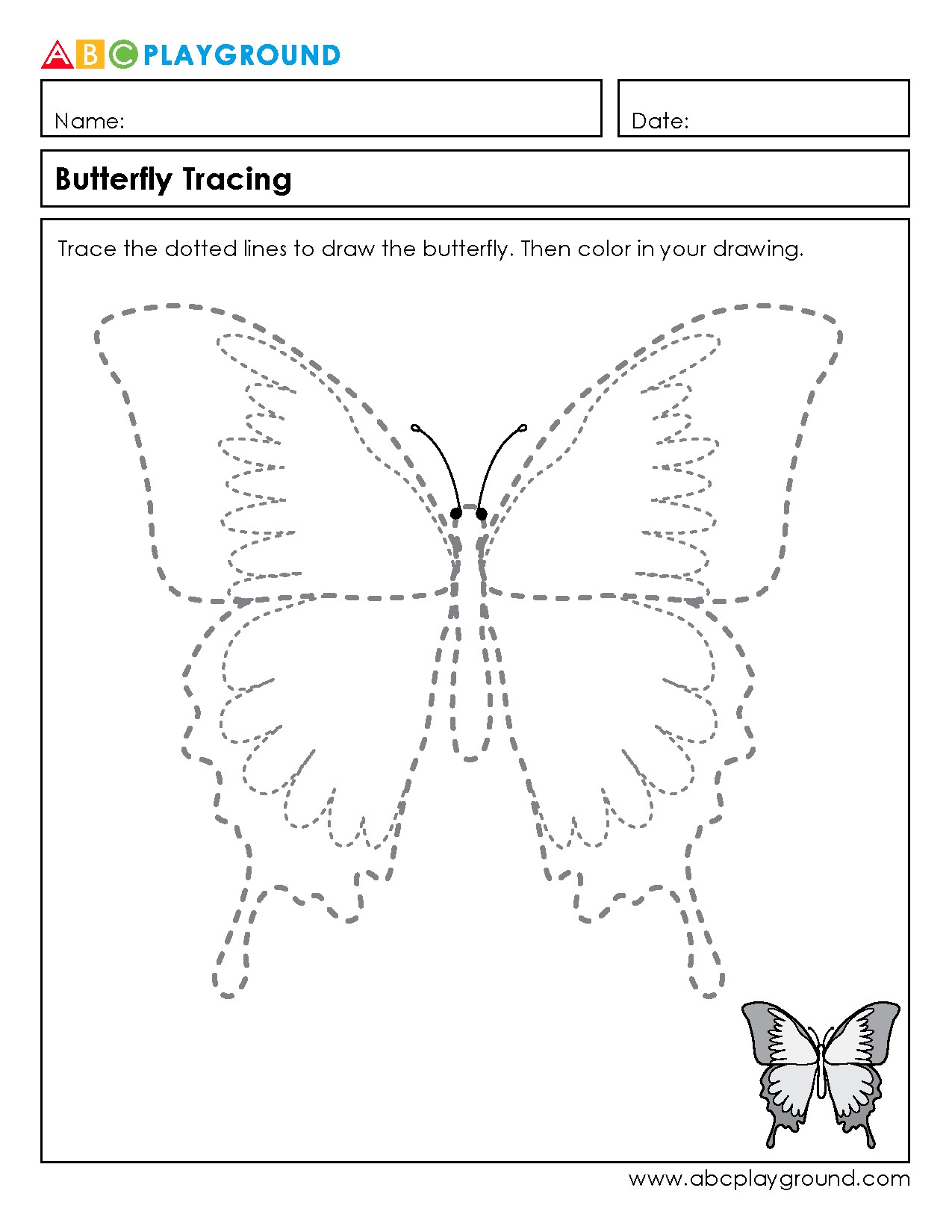 Butterfly Tracing and Coloring Activity
