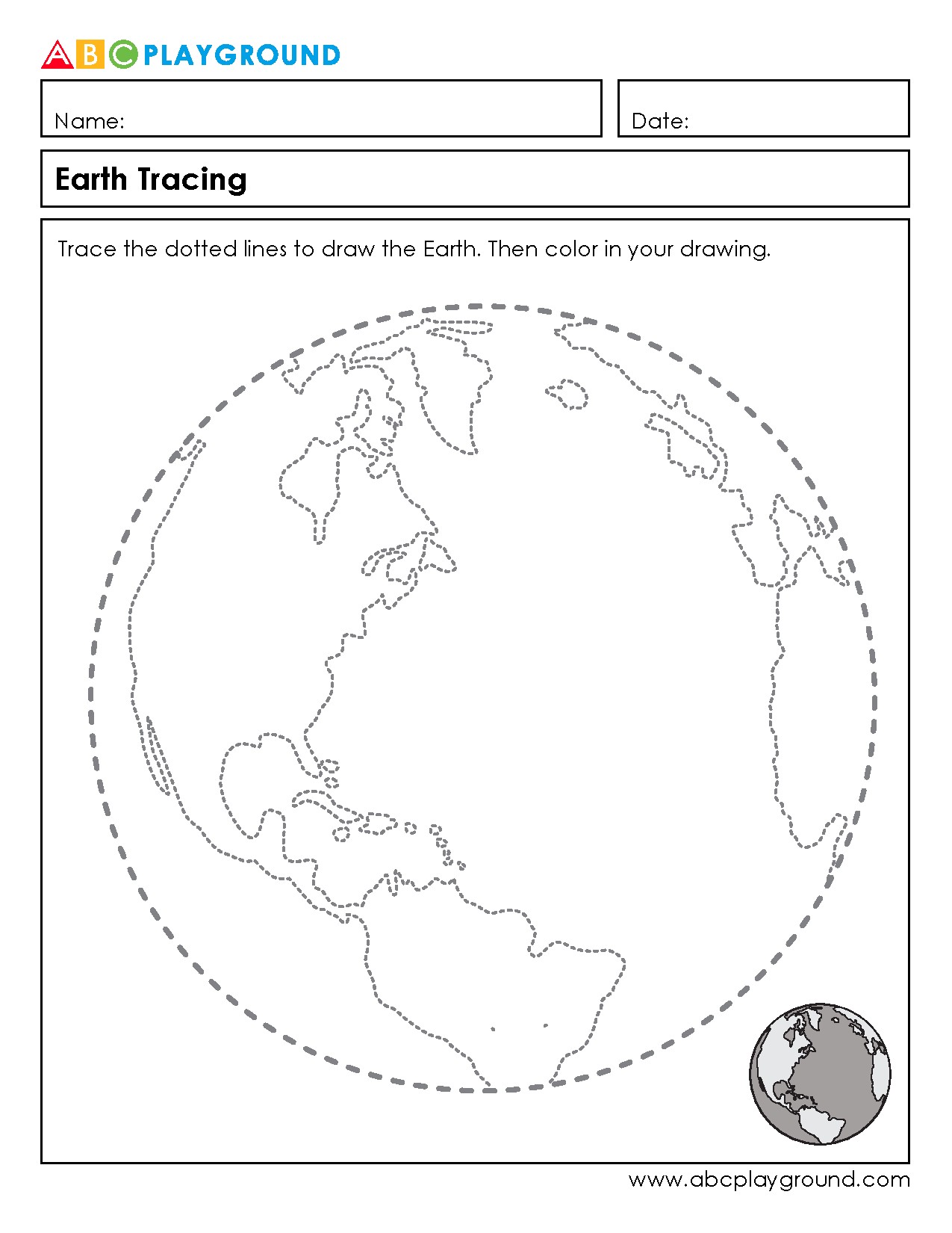 Earth Tracing and Coloring Activity