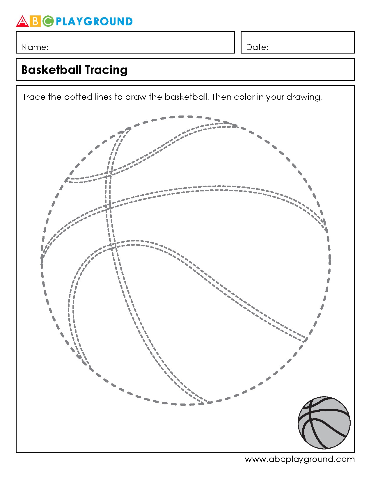 Basketball Tracing and Coloring Activity