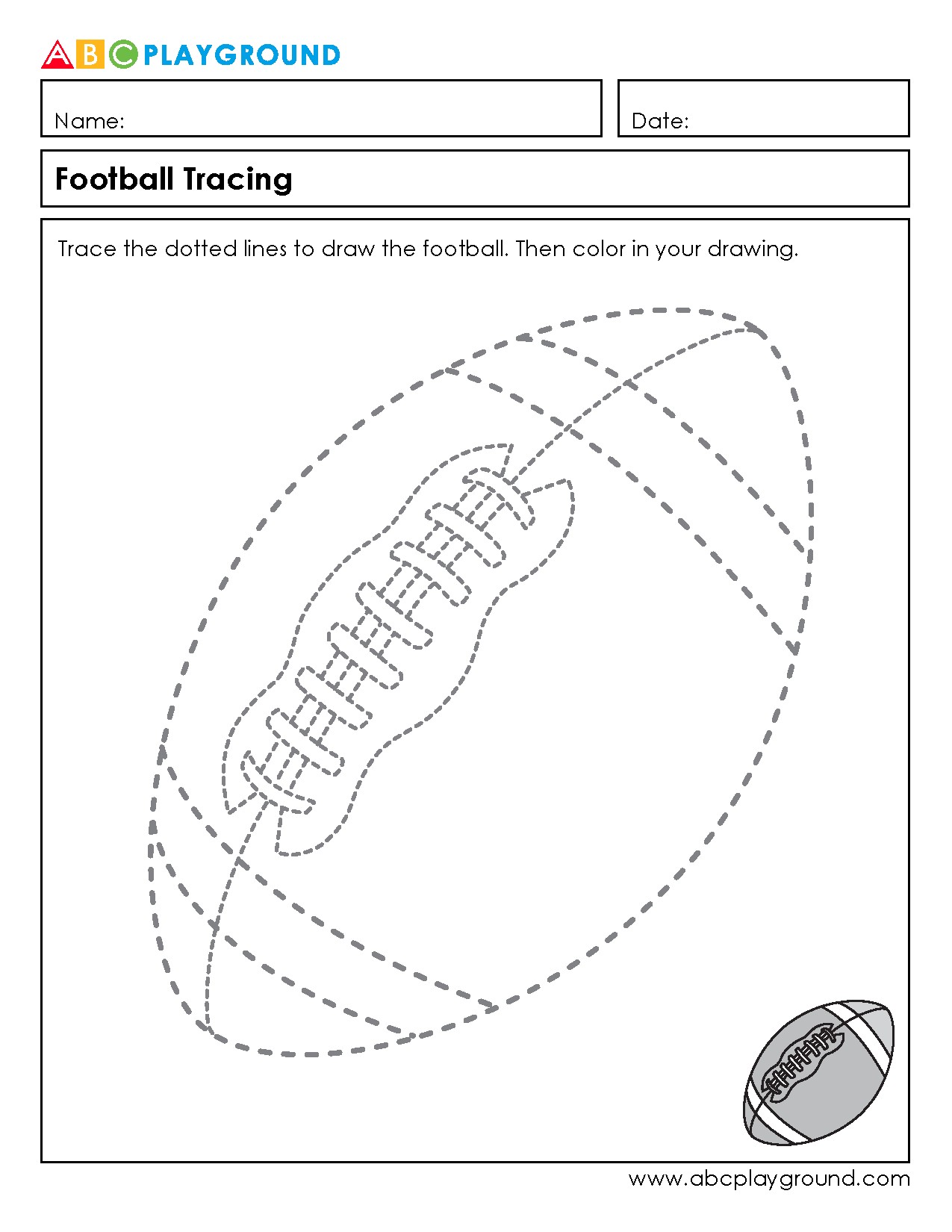 Football Tracing and Coloring Activity